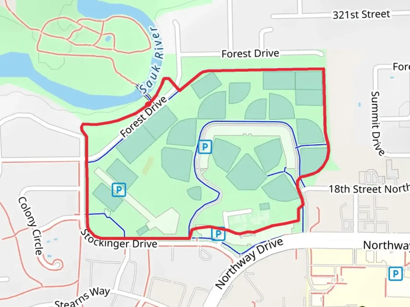 An image depicting the trail Whitney Park Loop and its surrounding area.