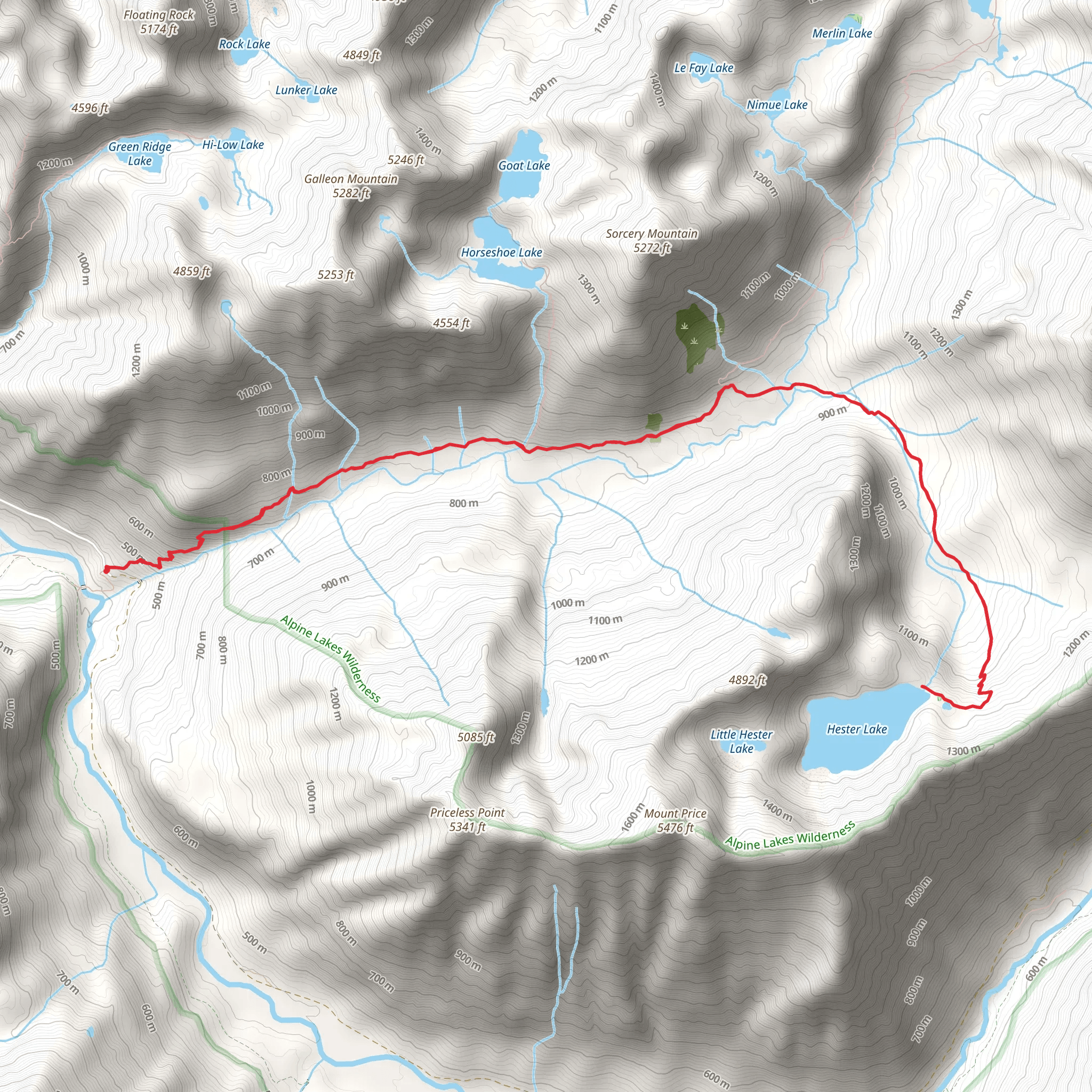 Hester Lake Trail mobile static map