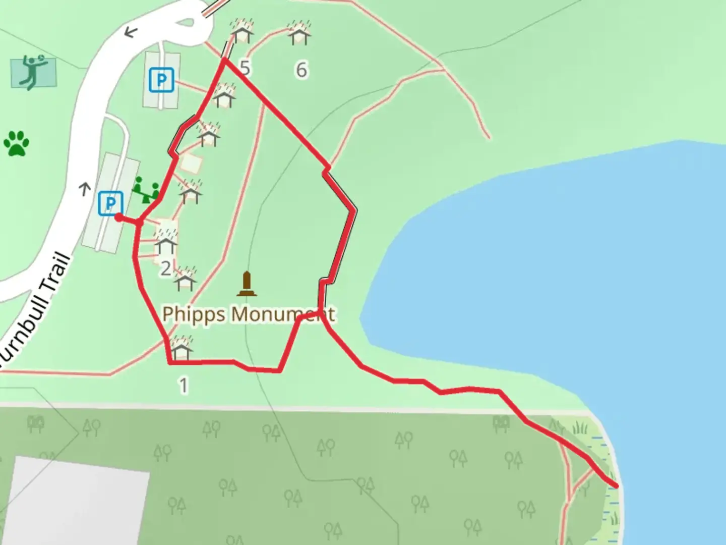 An image depicting the trail J Lee Vause Park Loop and its surrounding area.