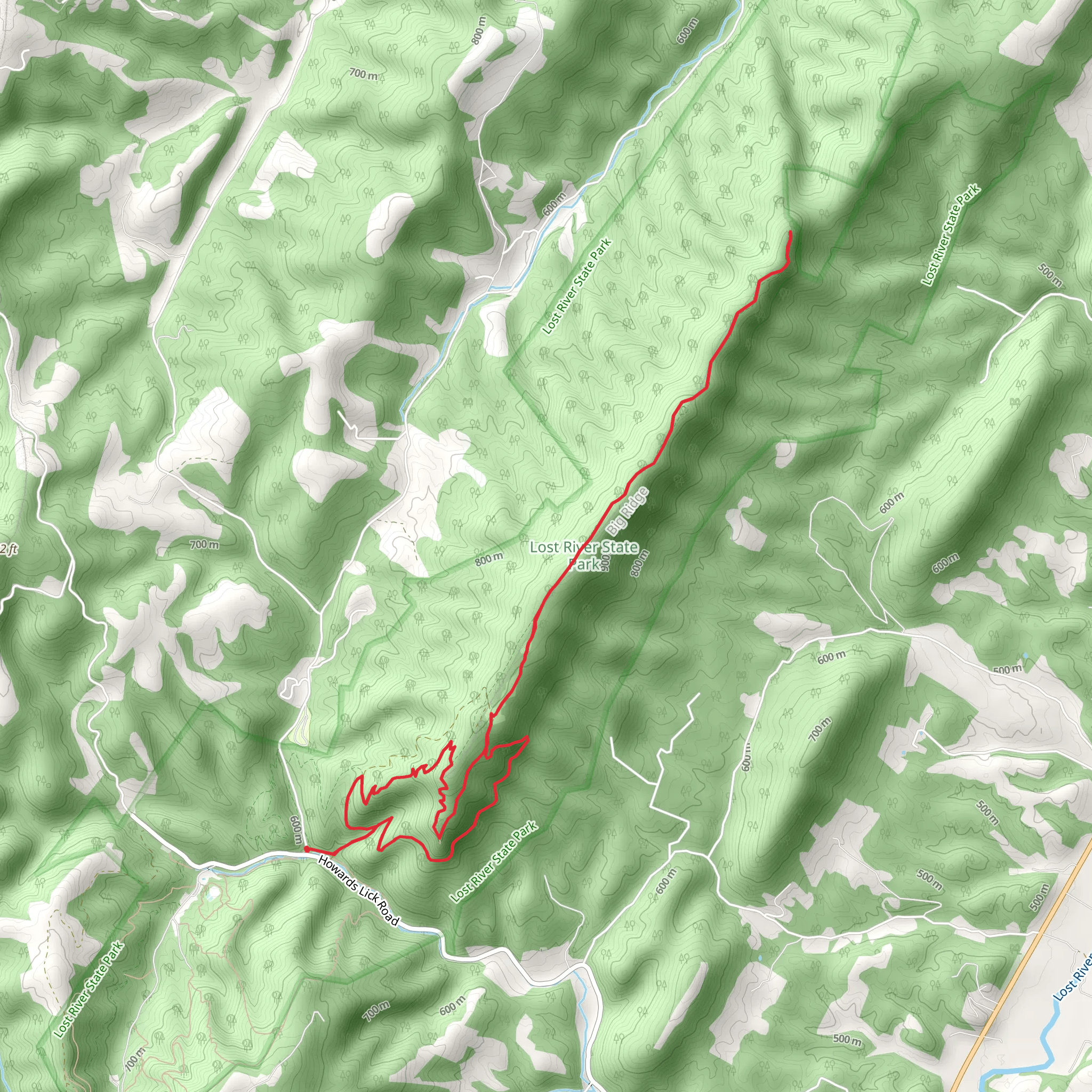Cheers Rocks, Miller's Rock Trail and Big Ridge Trail mobile static map