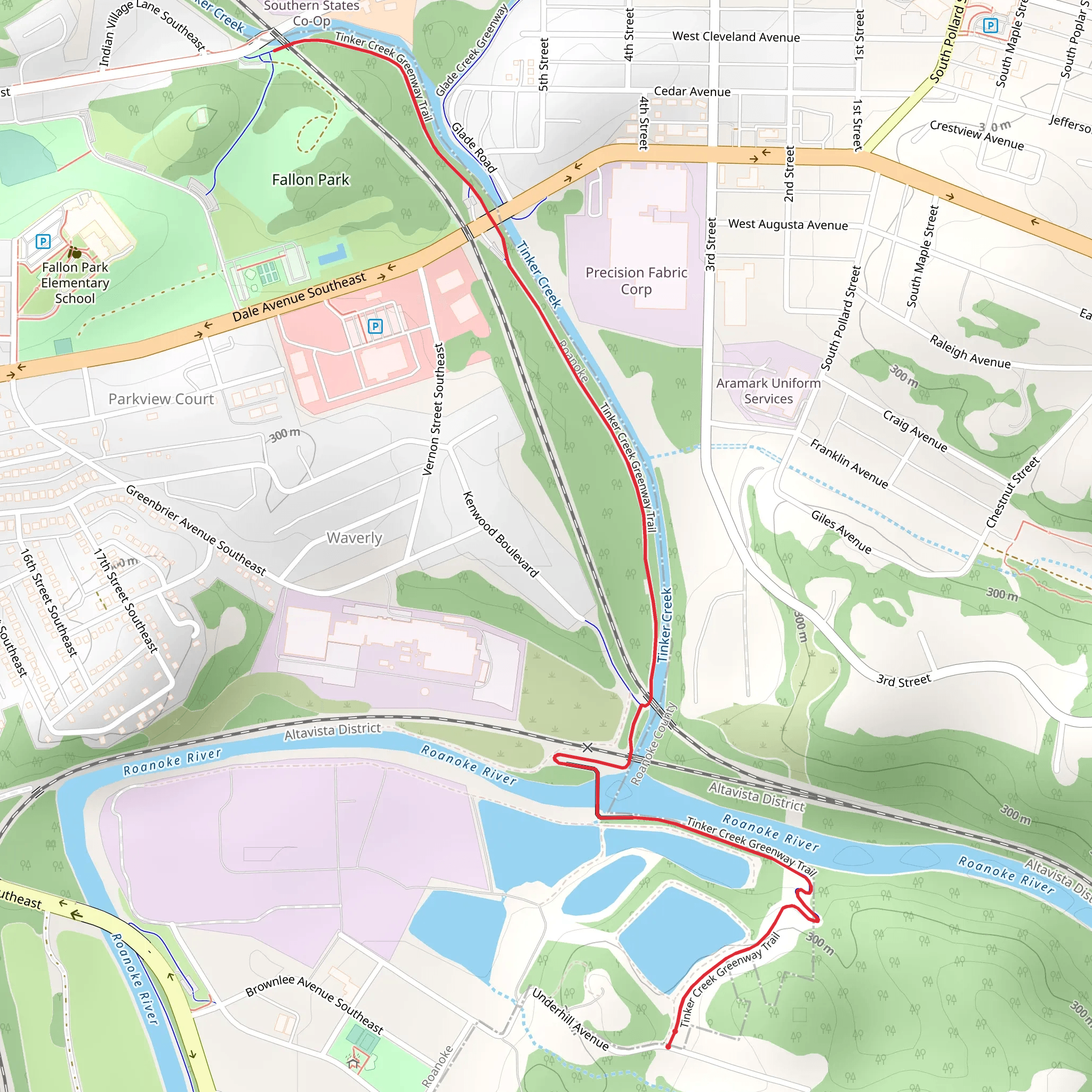 Roanoke River - Tinker Creek Greenway Trail mobile static map