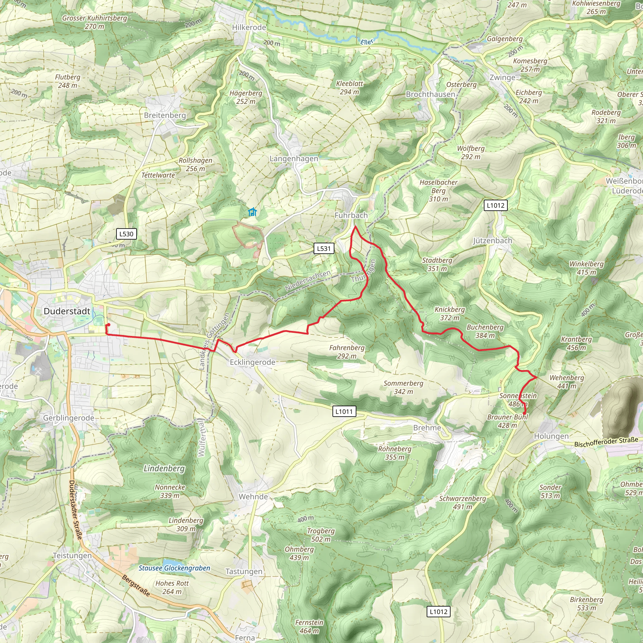 Holungen to Duderstadt Walk mobile static map