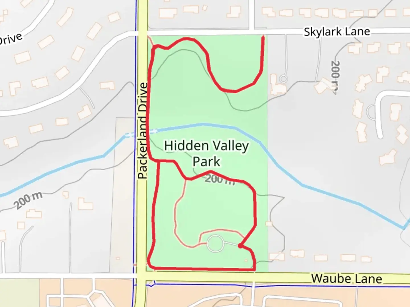 An image depicting the trail Hidden Valley Park Loop and its surrounding area.