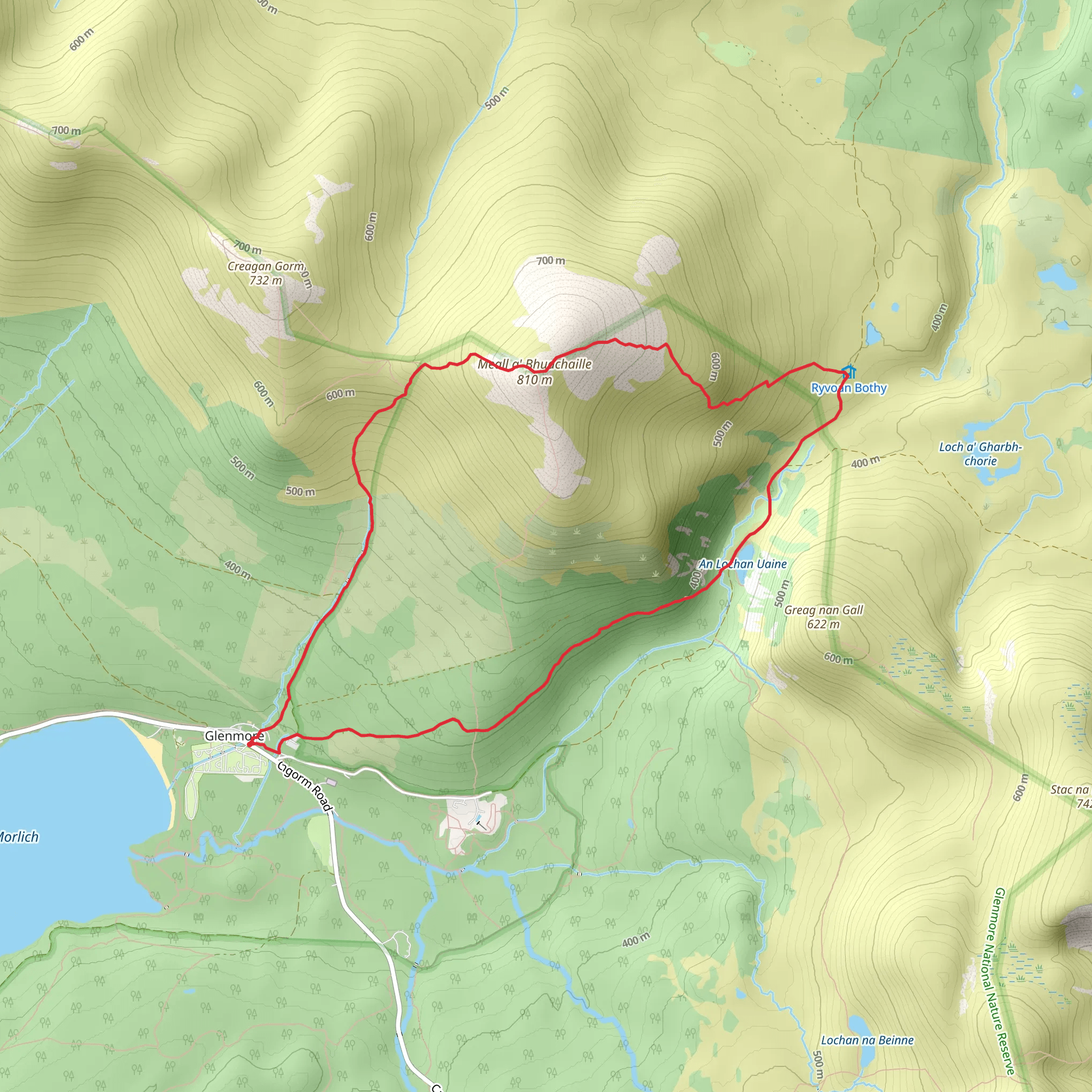 Meall a' Bhuachaille Loop From Glenmore Village mobile static map