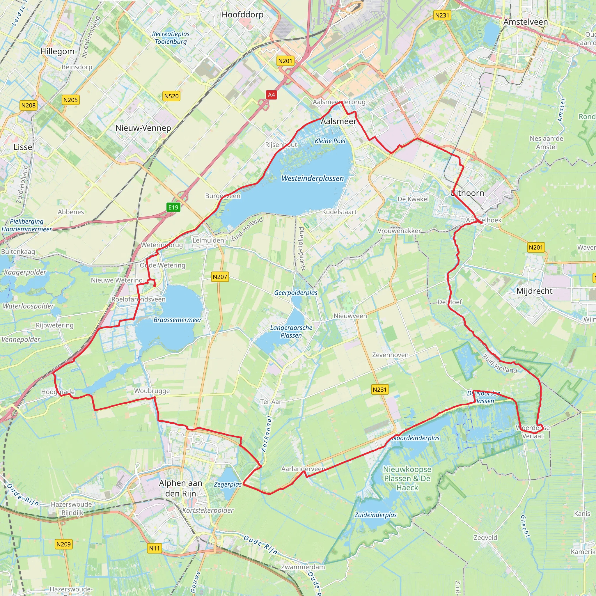 Spoorlijnpad, Legmeerdijk, Noordse Dorpsweg and Kerkweg Loop mobile static map