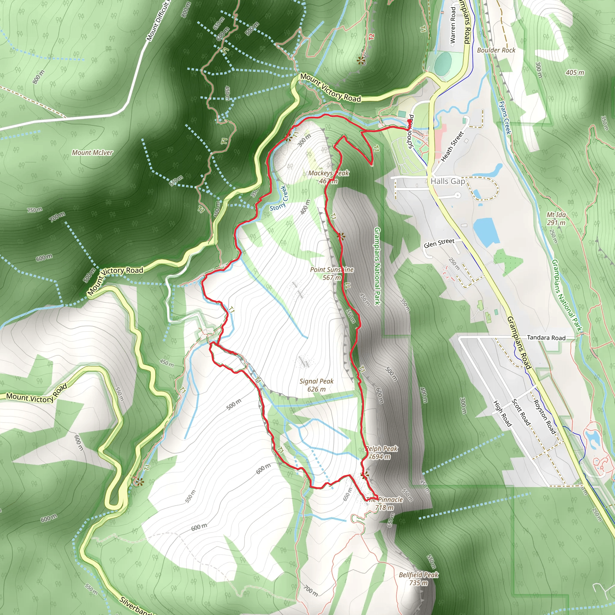 Halls Gap to Pinnacle Track and Grampians Peaks Trail mobile static map