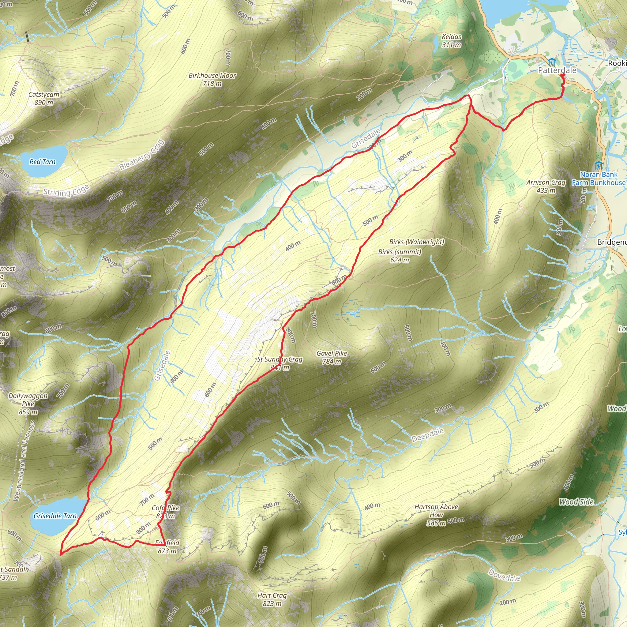 St Sunday Crag, Cofa Pike, Fairfield and Grisedale Tarn mobile static map