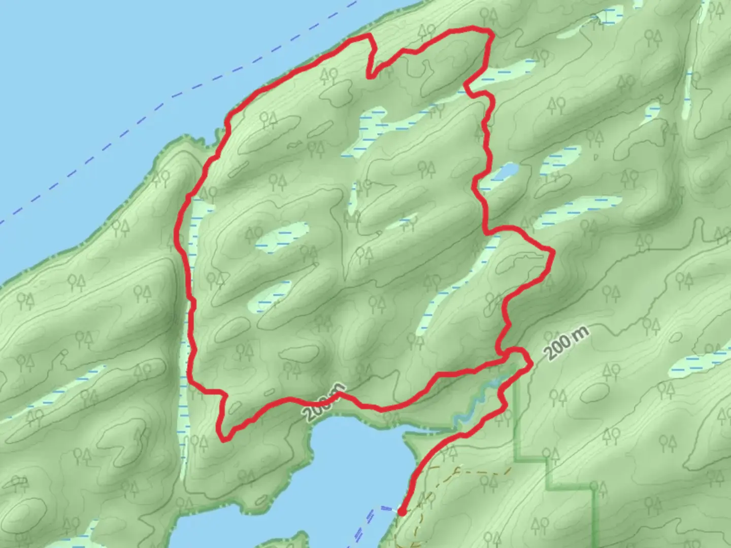 An image depicting the trail West and East Huginnin Cove Loop Trail and its surrounding area.