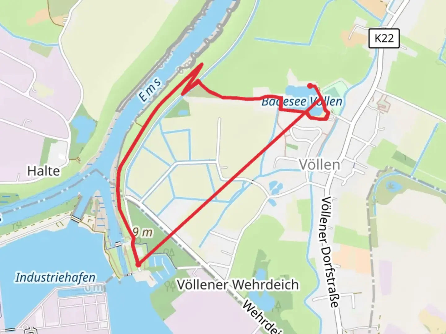 An image depicting the trail Badesee Völlen via Truffen and its surrounding area.