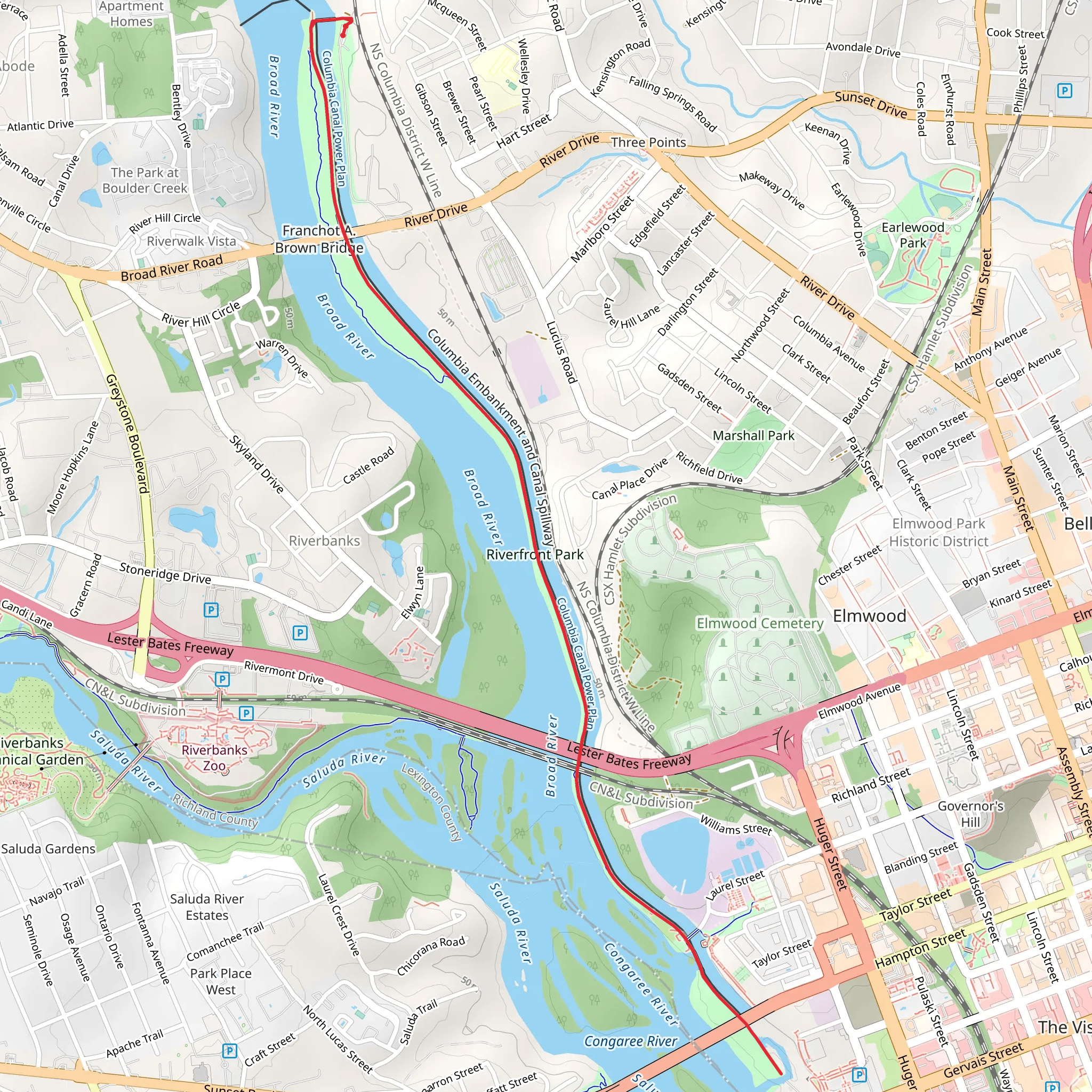 Three Rivers Greenway mobile static map
