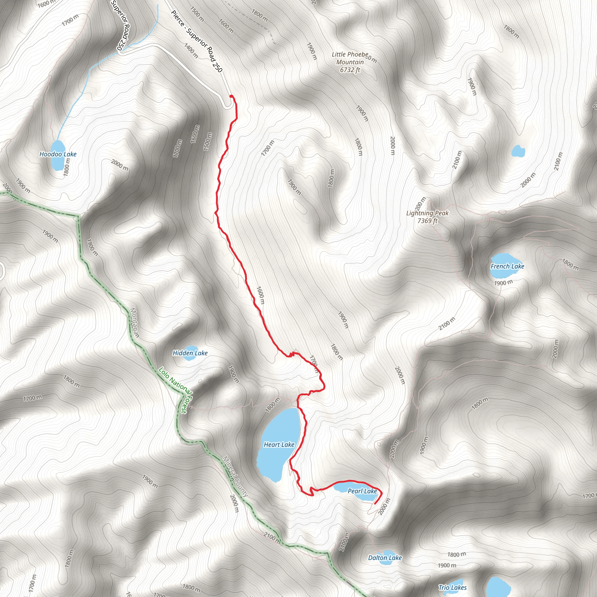 Heart and Pearl Lakes Trail mobile static map