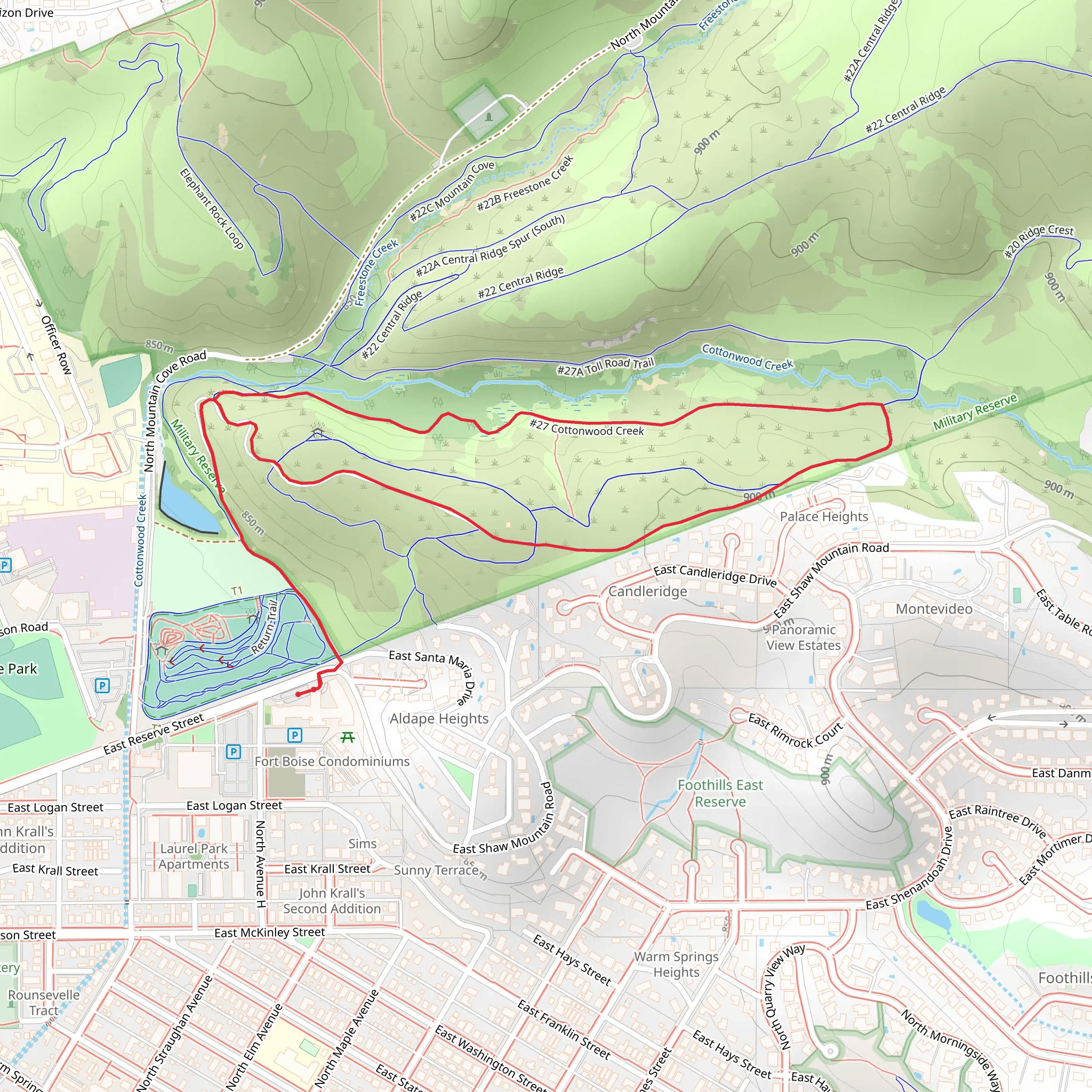 Eagle Ridge and Cottonwood Creek Loop Trail mobile static map