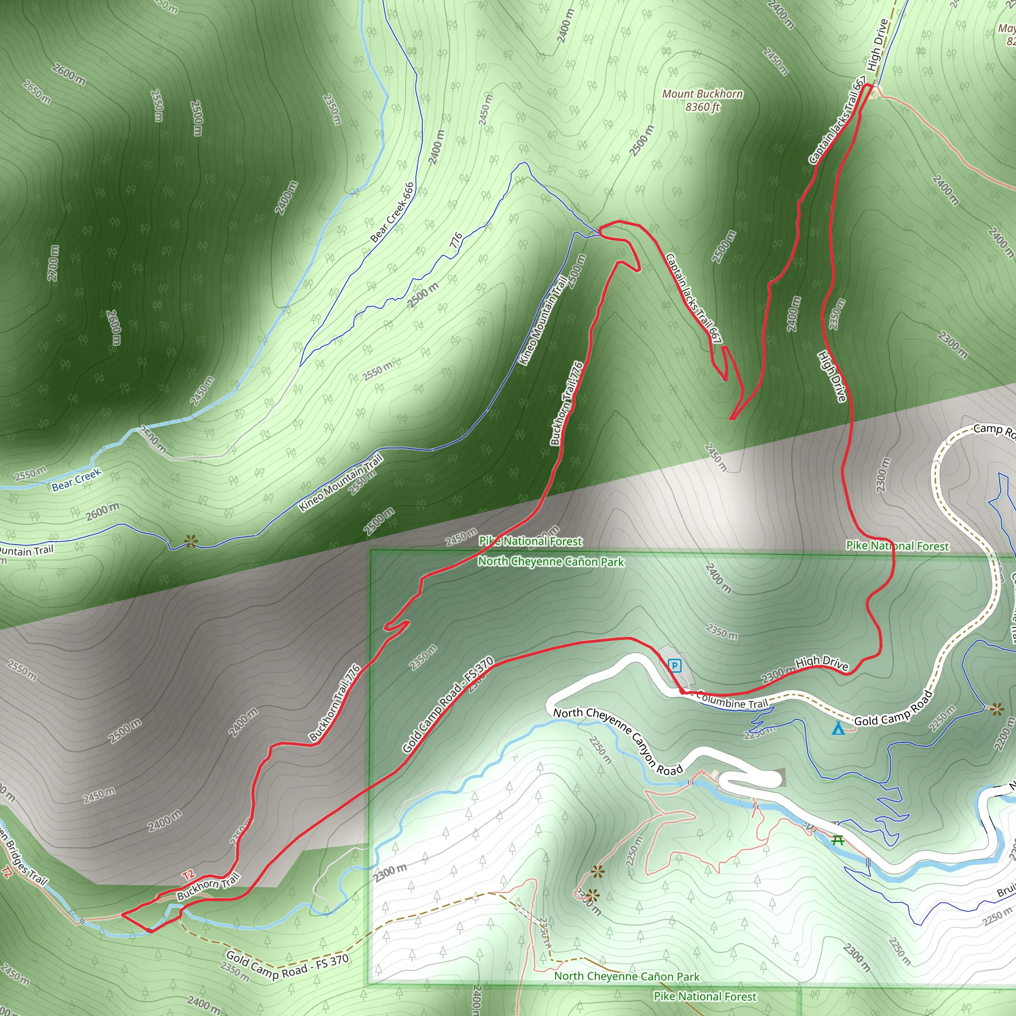 Captain Jacks Trail and Buckhorn Trail Loop mobile static map
