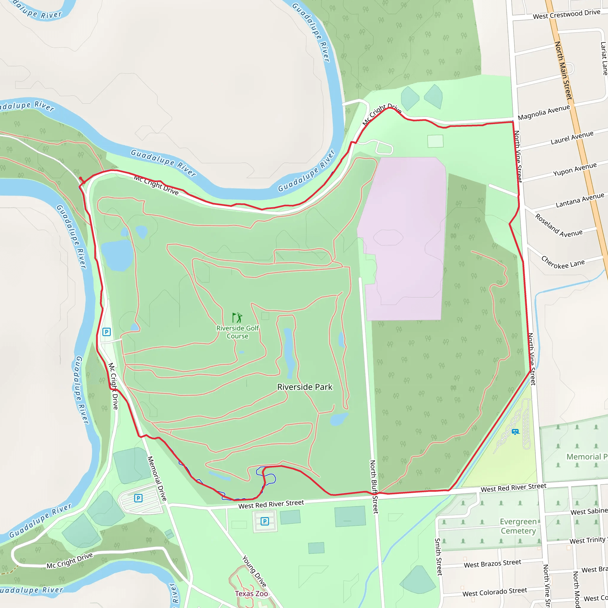 Guadalupe Riverside Park Loop mobile static map