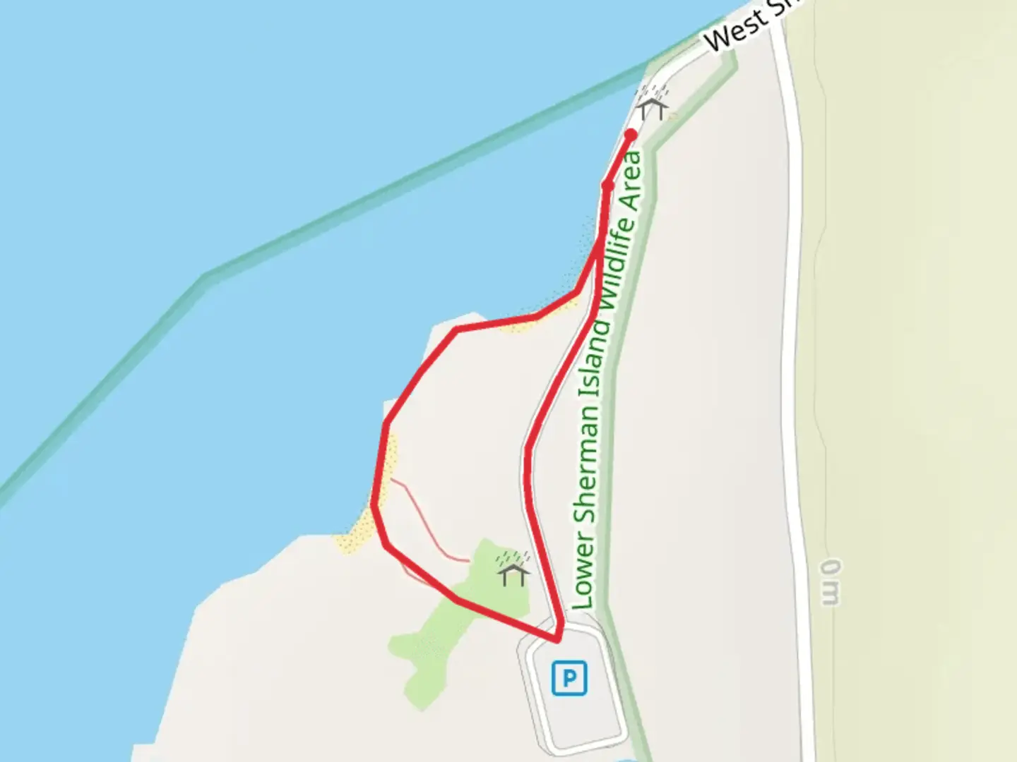 An image depicting the trail West Sherman Island Road Loop and its surrounding area.