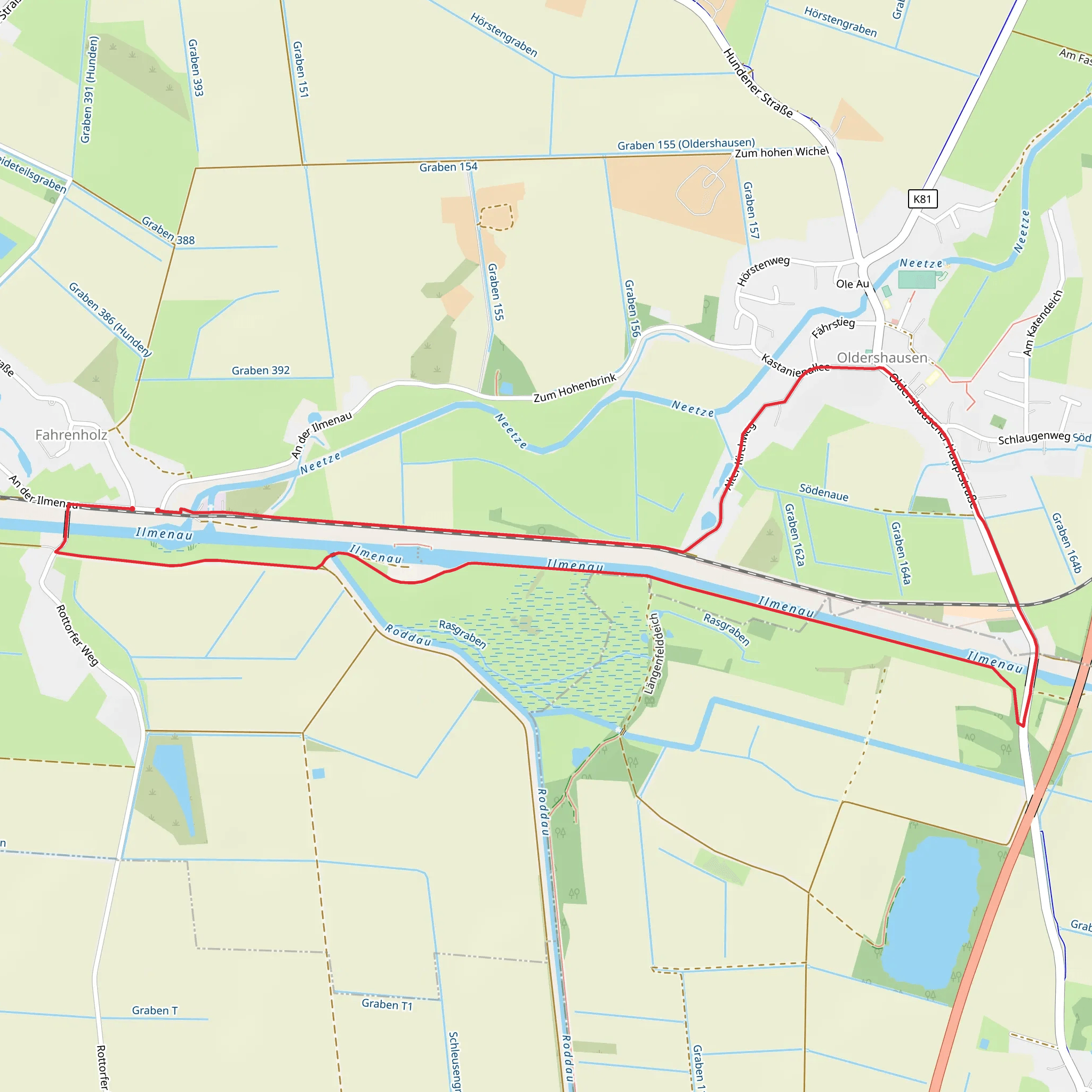 Oldershausen and River Ilmenau Loop mobile static map