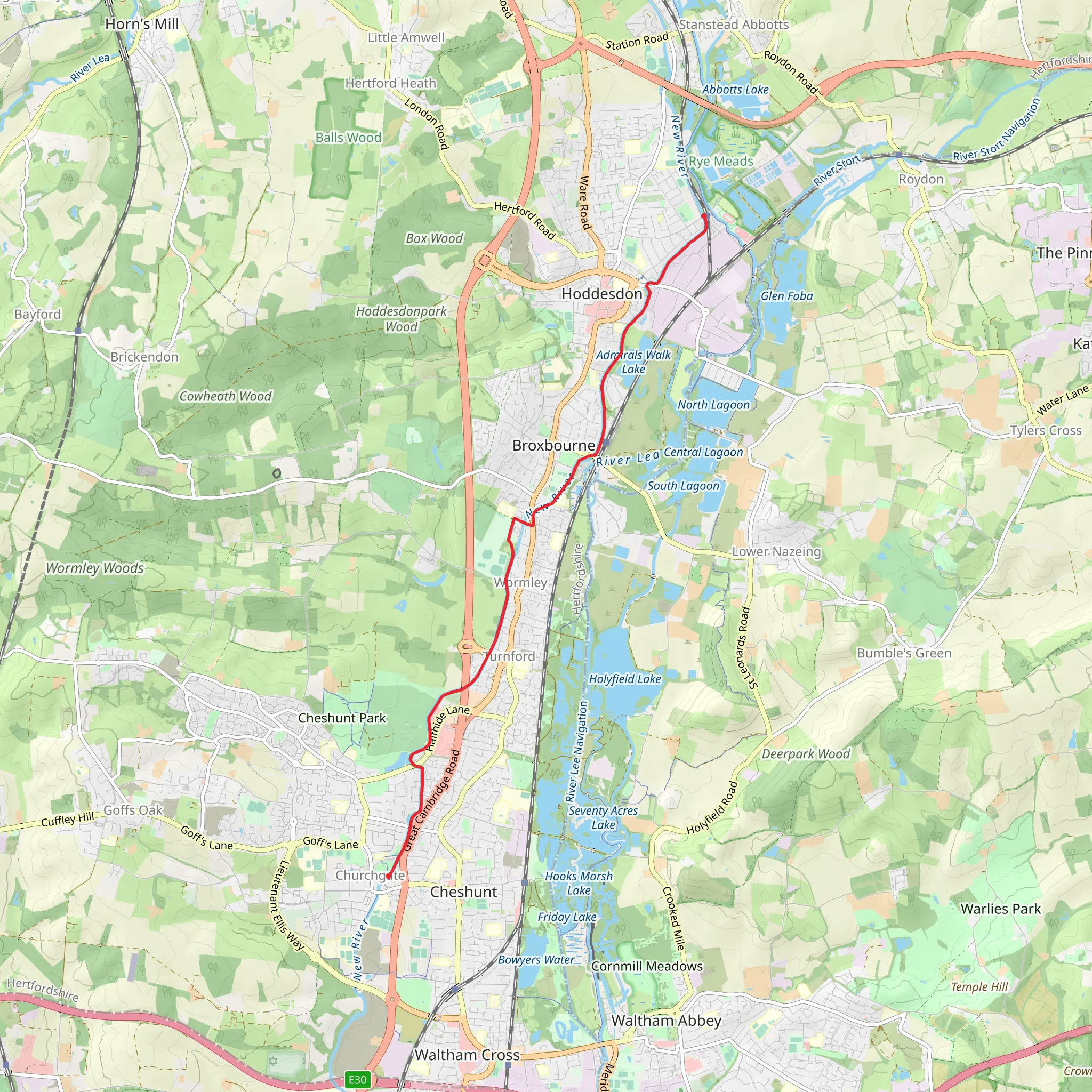 New River Path from Ryke House Station to Coll mobile static map