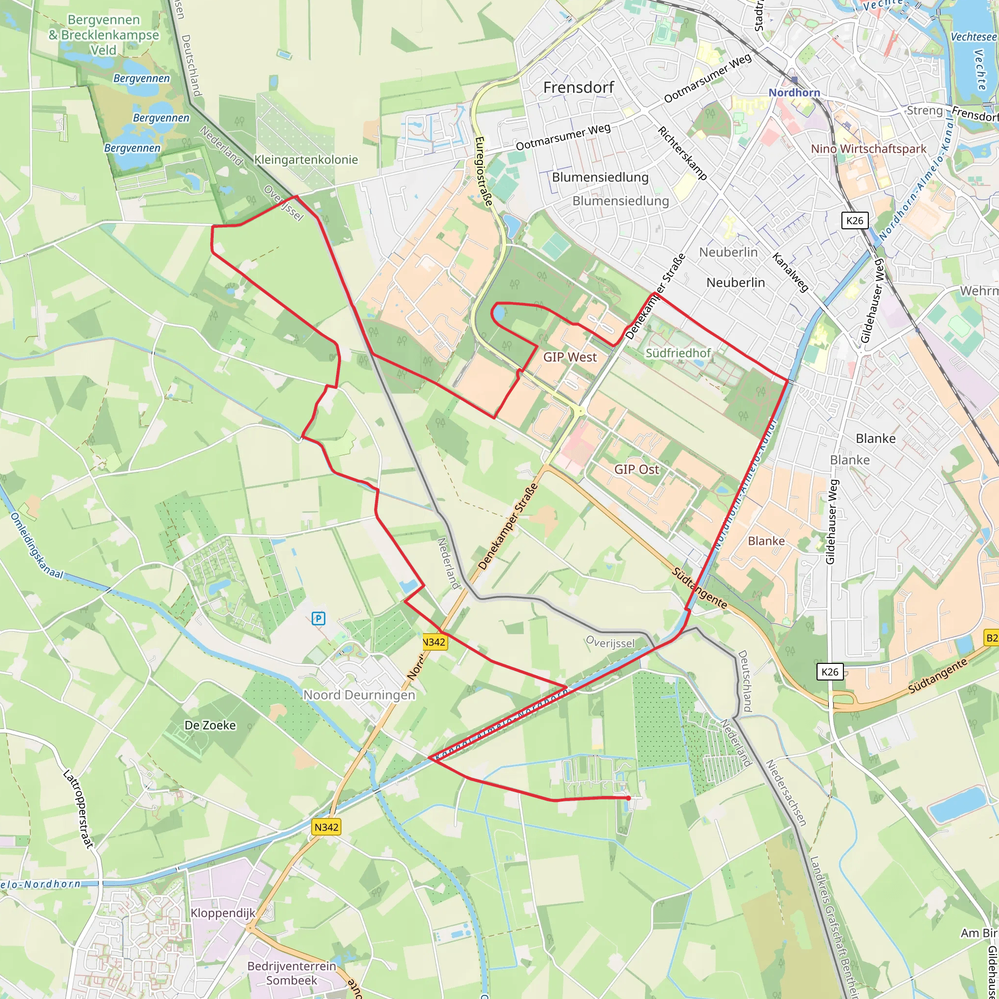 Grens Weg Dennen Weg Loop mobile static map