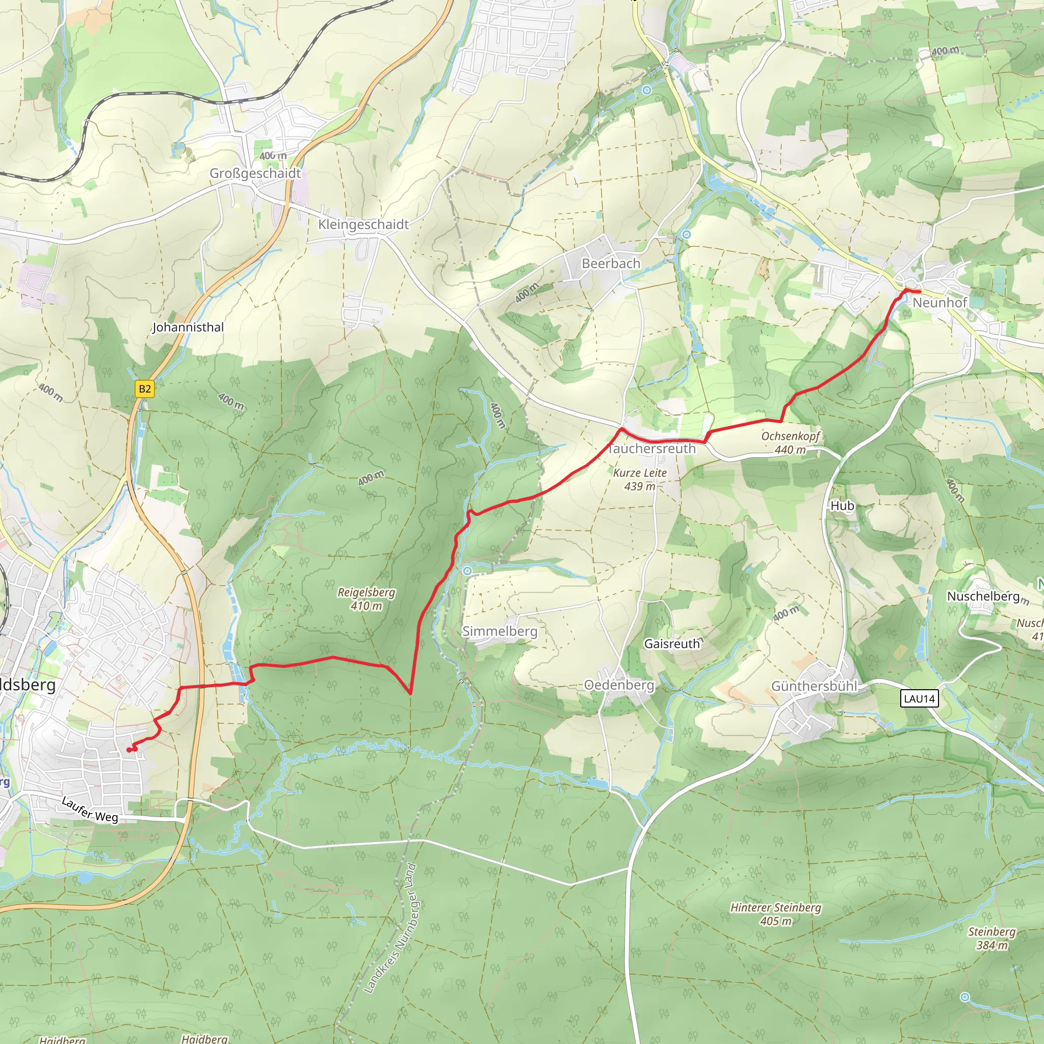 Gelbkreuz and Tuchersteig Walk mobile static map