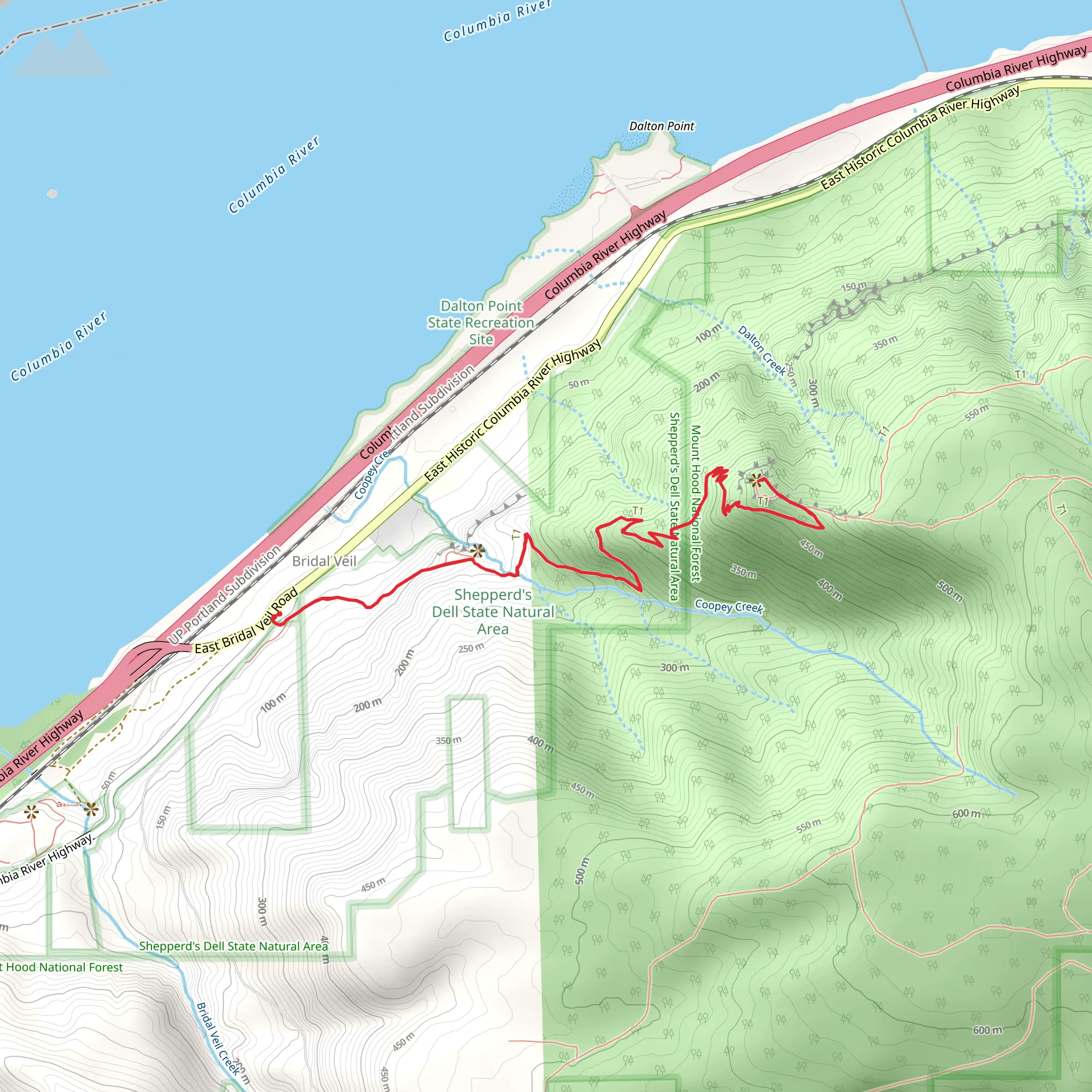 Angel's Rest Trail Out and Back mobile static map