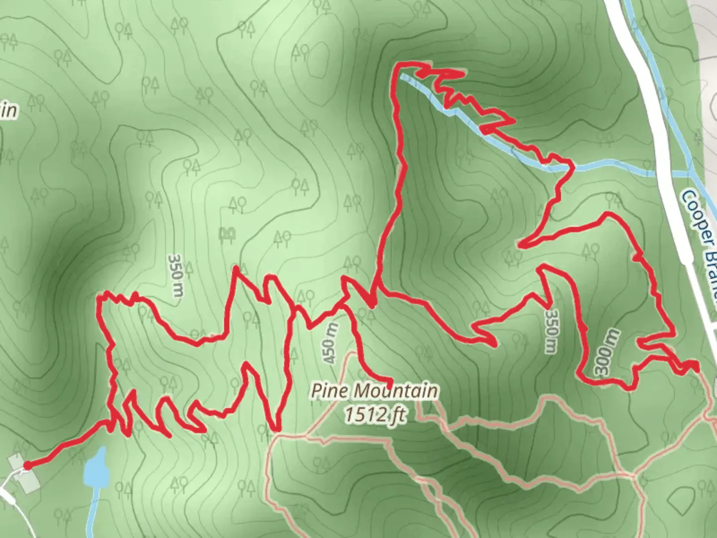 An image depicting the trail Pine Mountain - East and West Loop and its surrounding area.