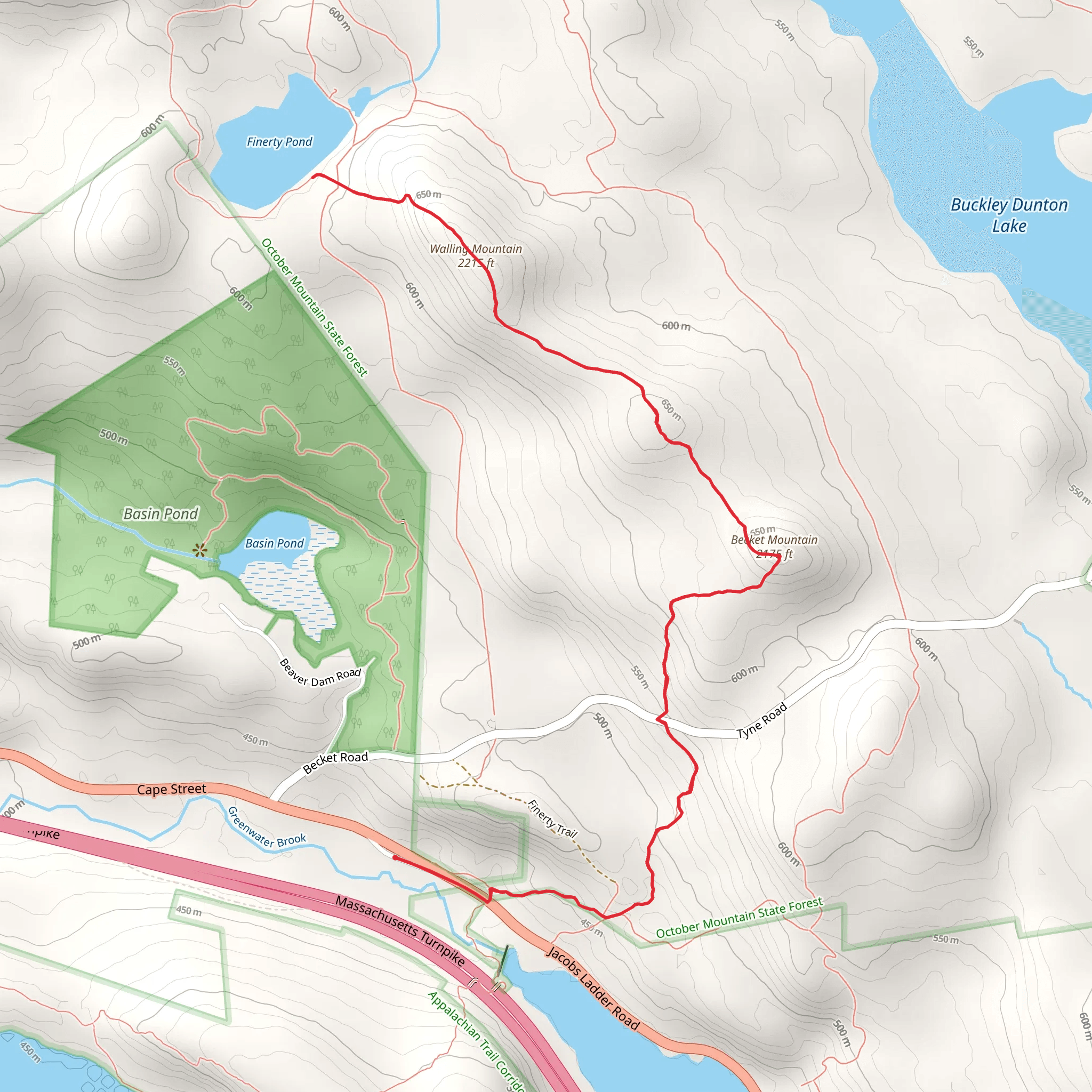 Finerty Pond Trail mobile static map