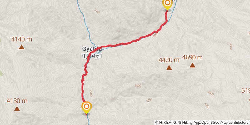 Great Himalayan Trail stage 4 Map