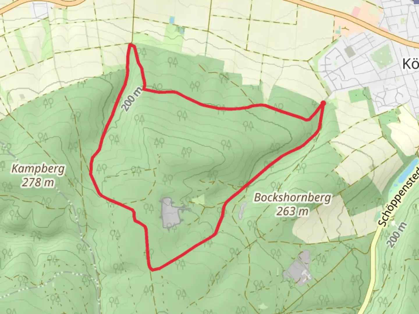 An image depicting the trail Breite Berg and Kammerholz Loop and its surrounding area.