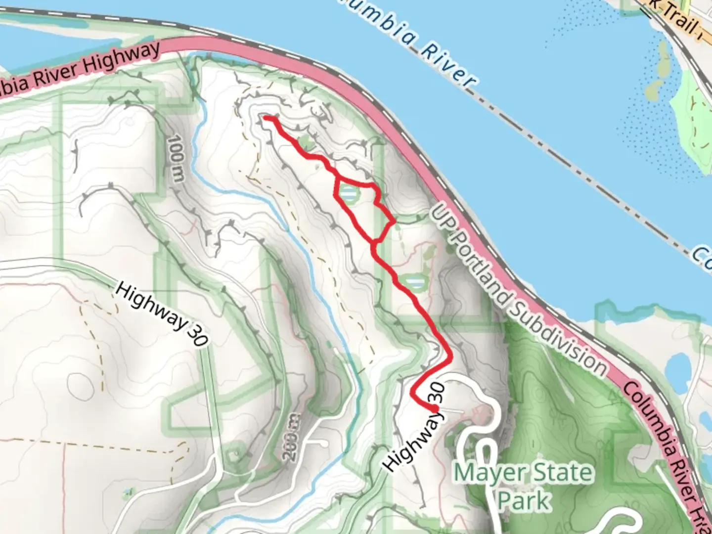An image depicting the trail Rowena Plateau Loop and its surrounding area.