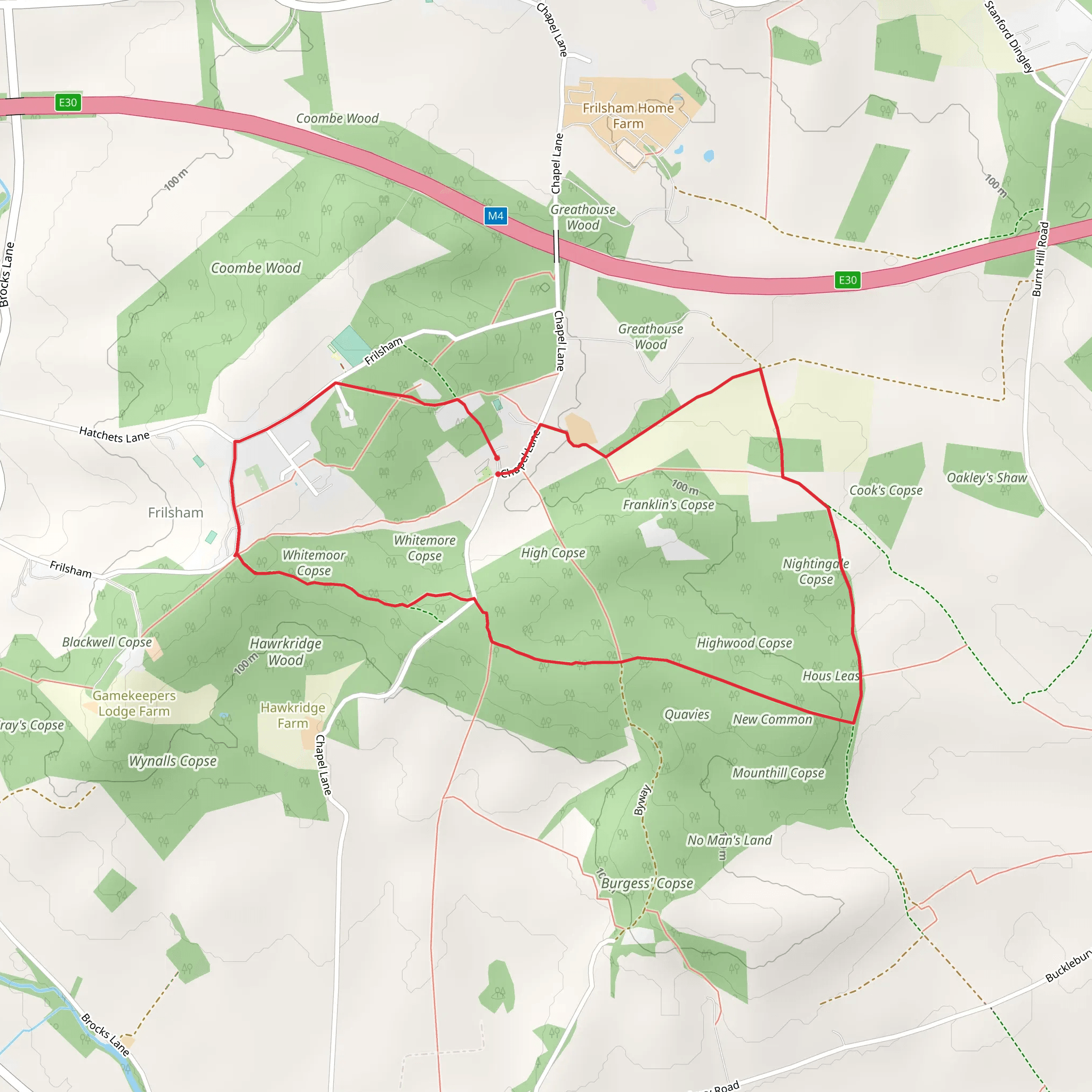 Whitmoor Copse and House Leas Loop mobile static map