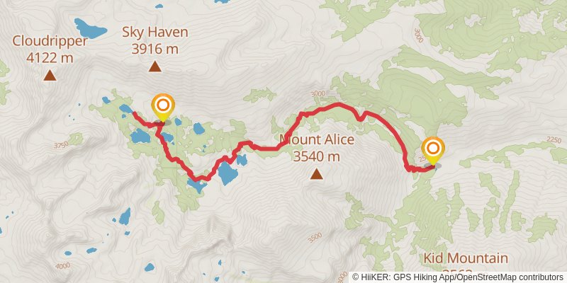 Sixth Lake via North Fork Big Pine Creek Trail stage 2 Map