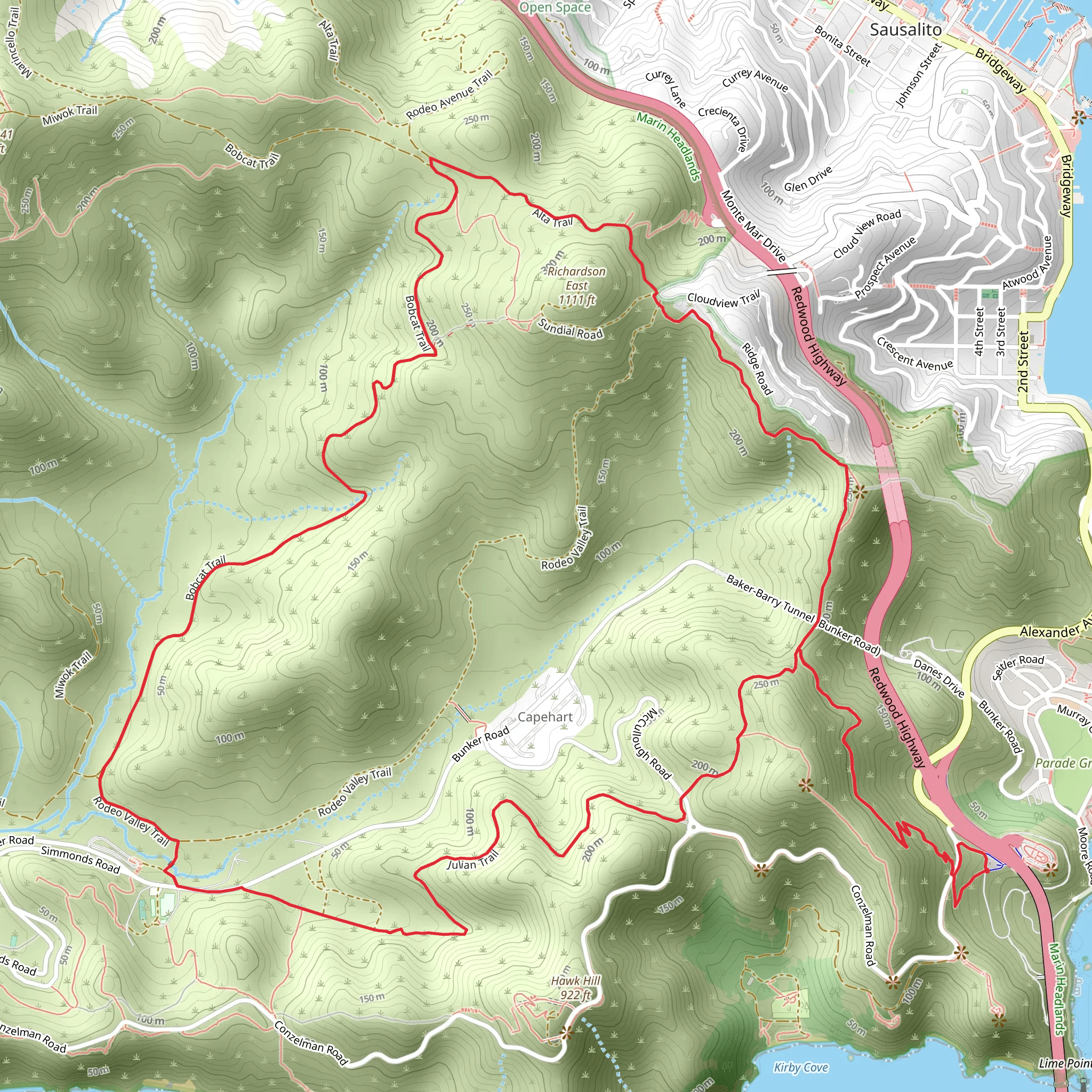 Engagement Hill Loop via SCA Trail and California Coastal Trail mobile static map
