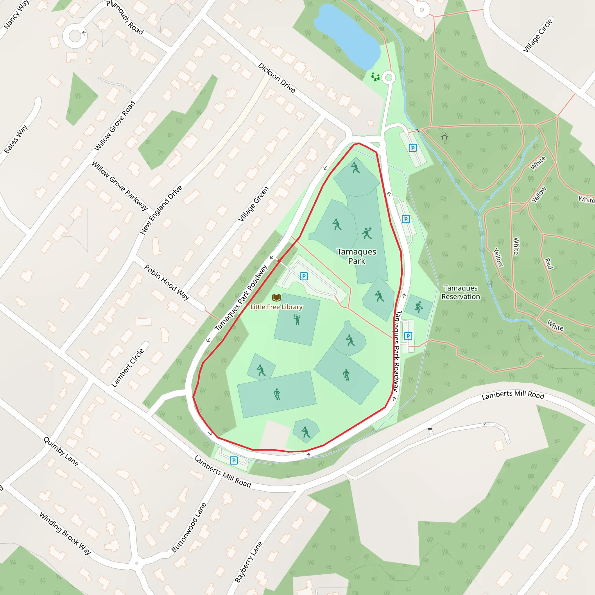 Tamaques Park Roadway Loop mobile static map