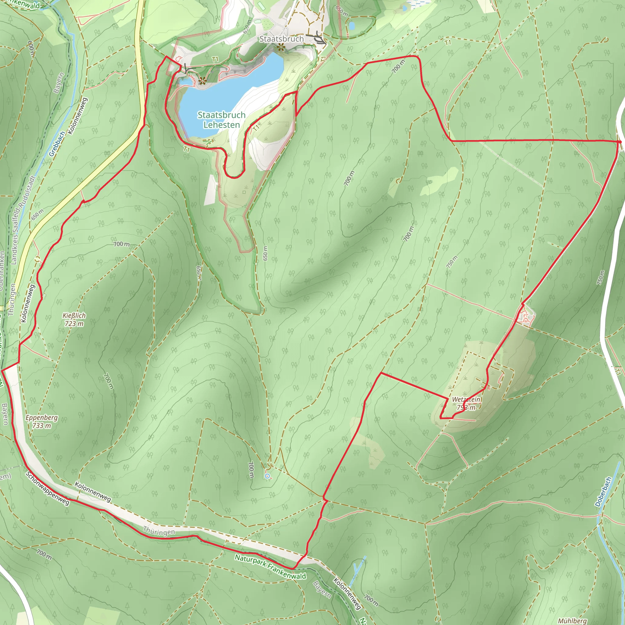 Wetzstein, Kießlich and Staatsbruch Loop mobile static map