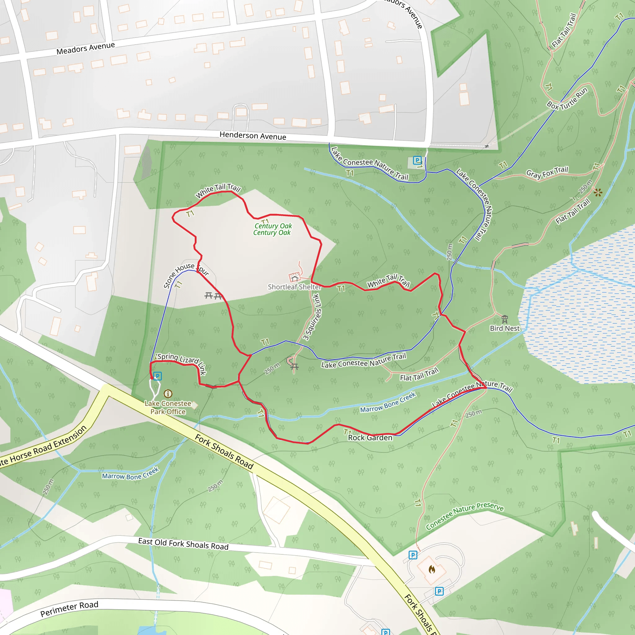 Spring Lizard Link, White Tail and Lake Conestee Nature Loop Trail mobile static map