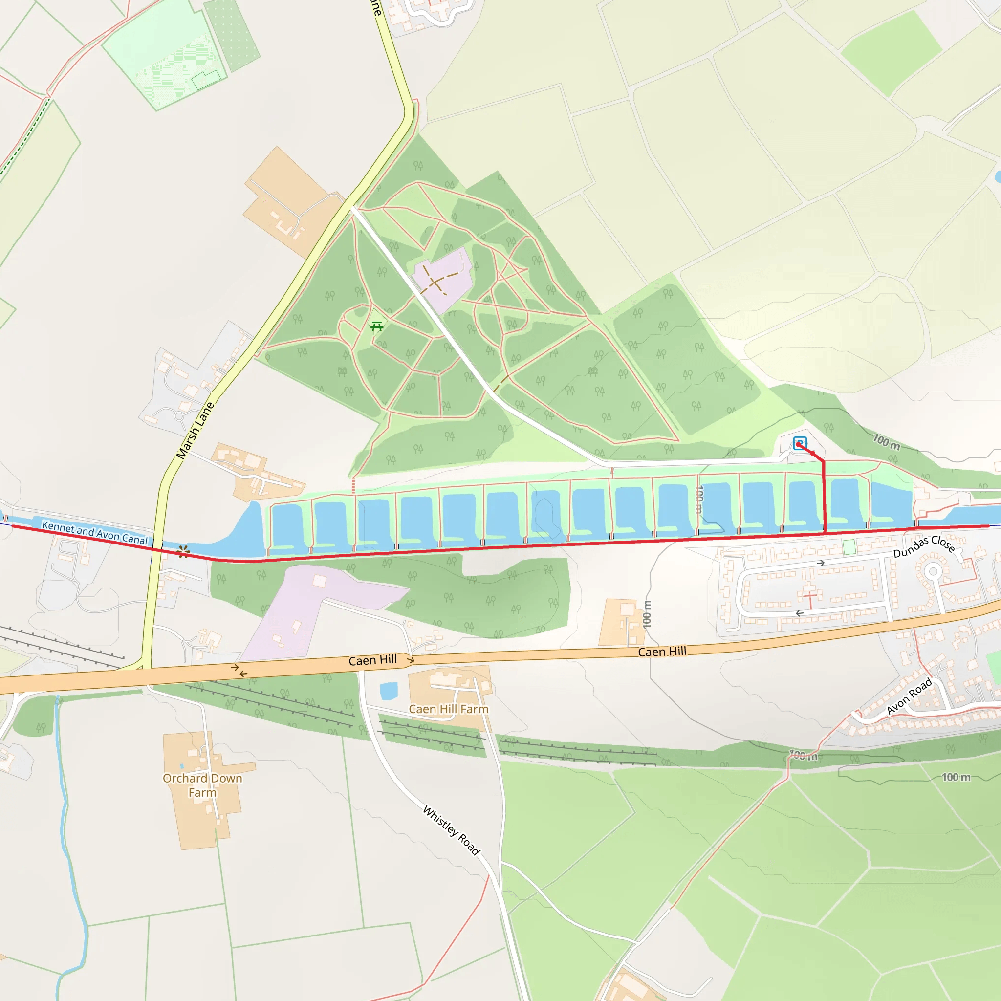 Caen Hill lock and Peter Lindley Jones Lock and Kennet via Avon Canal mobile static map