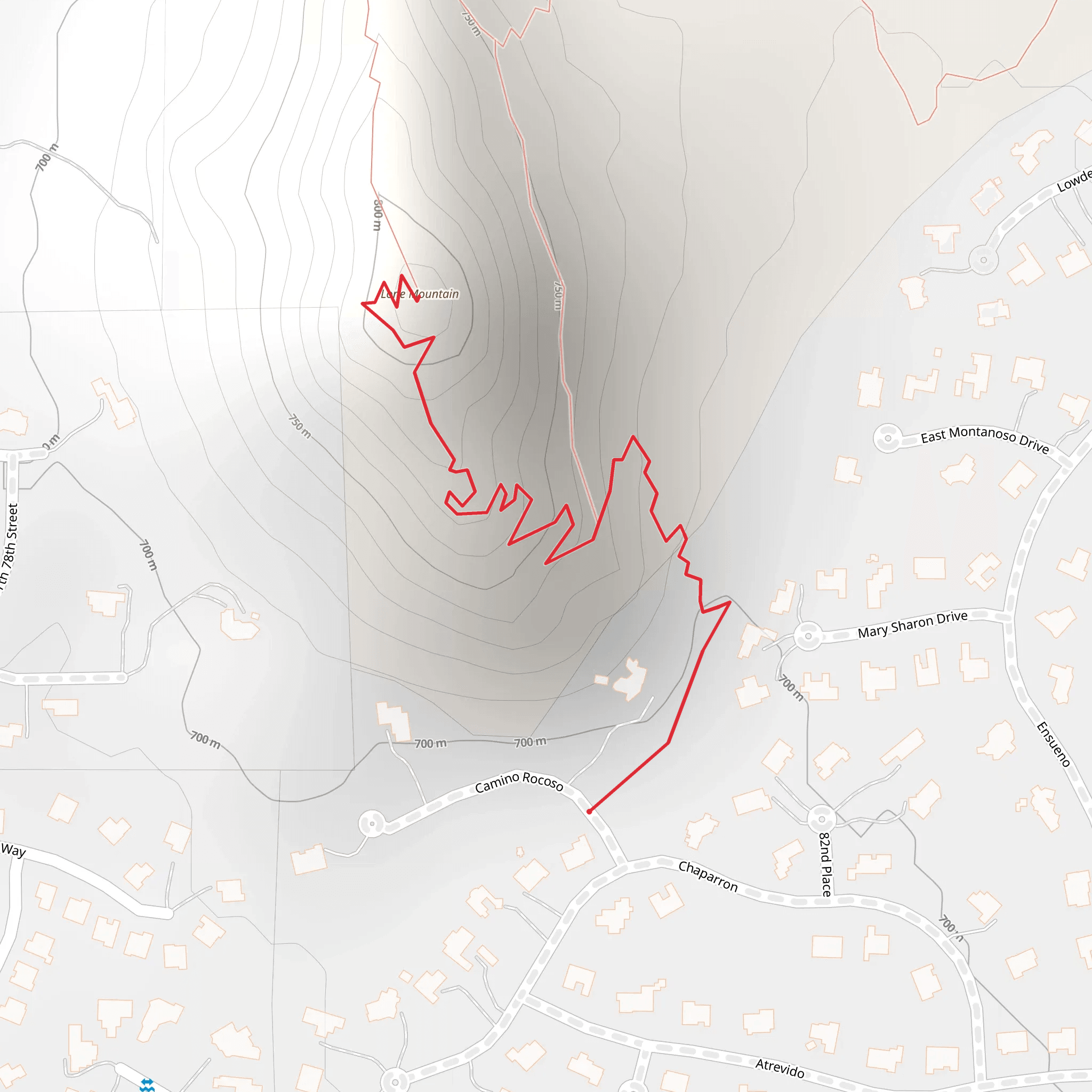 Lone Mountain from Camino Rocoso mobile static map