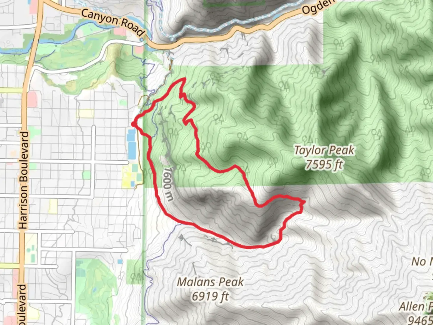 An image depicting the trail Hidden Valley Trail and Taylor Canyon Trail and its surrounding area.
