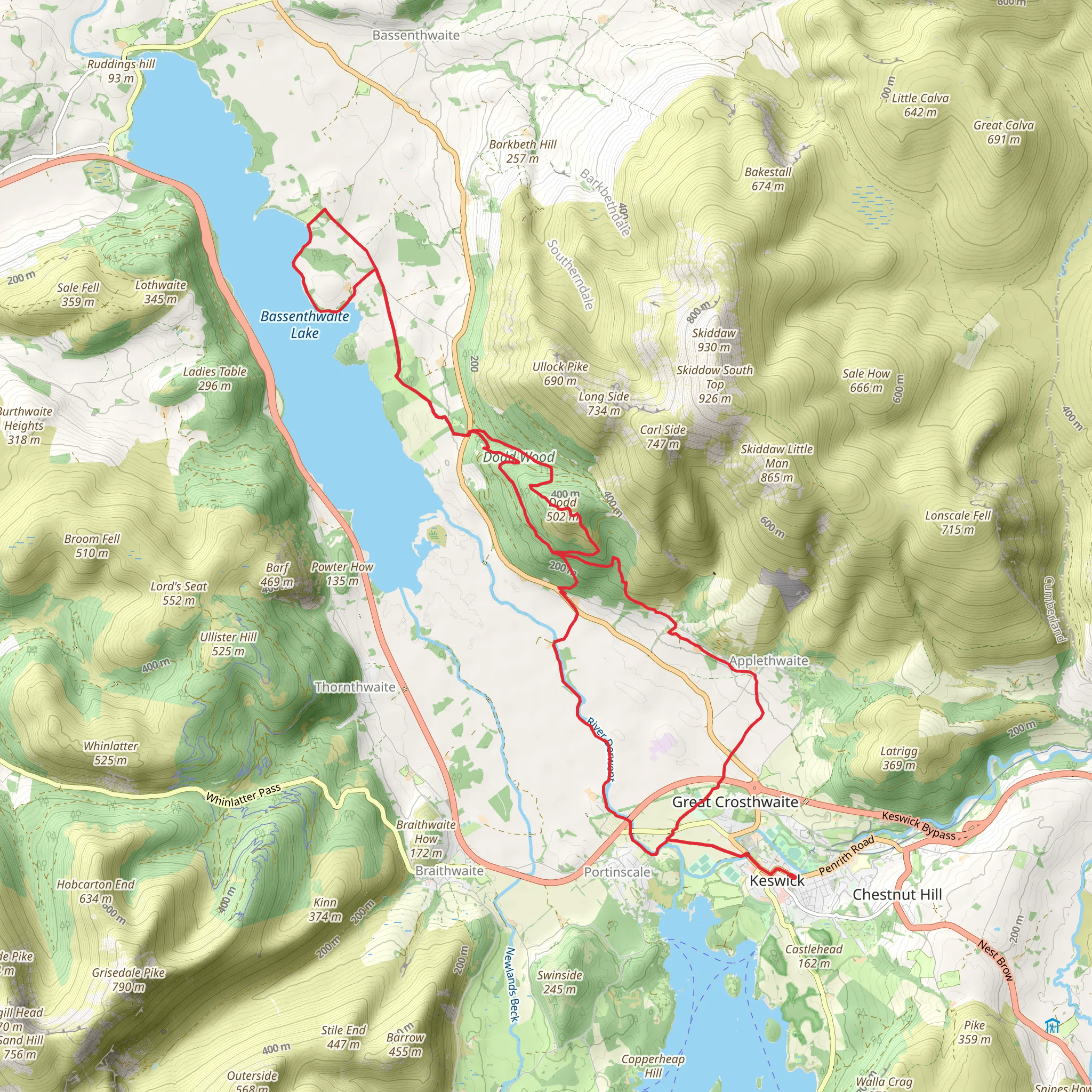Bassenthwaite Lake Loop mobile static map