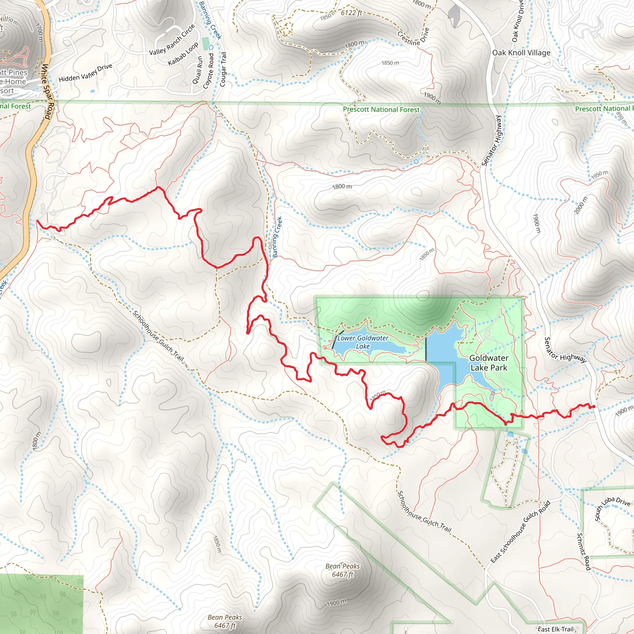 Goldwater Lakes Trail mobile static map