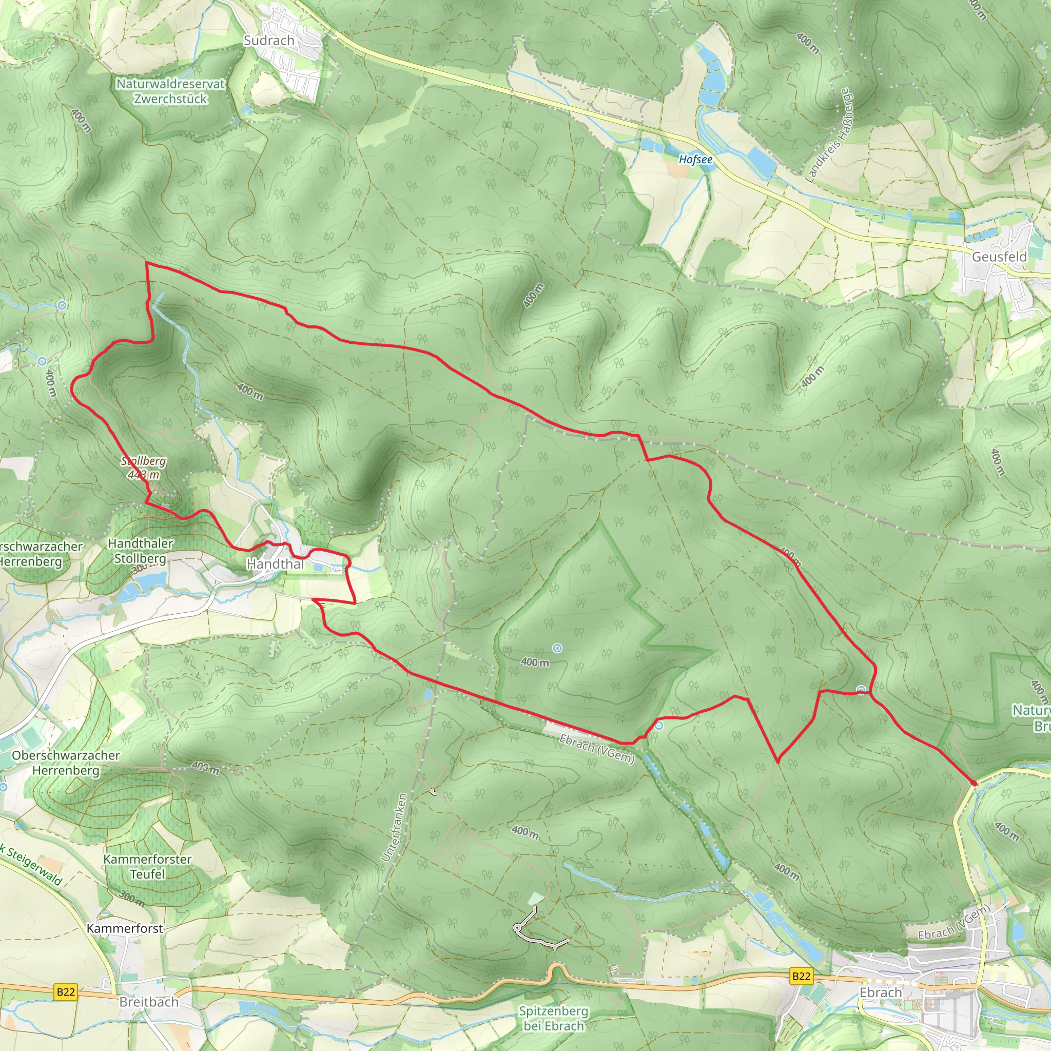 Der Hohe Buchene Wald im Ebracher Forst and Ruine Stollburg Loop mobile static map