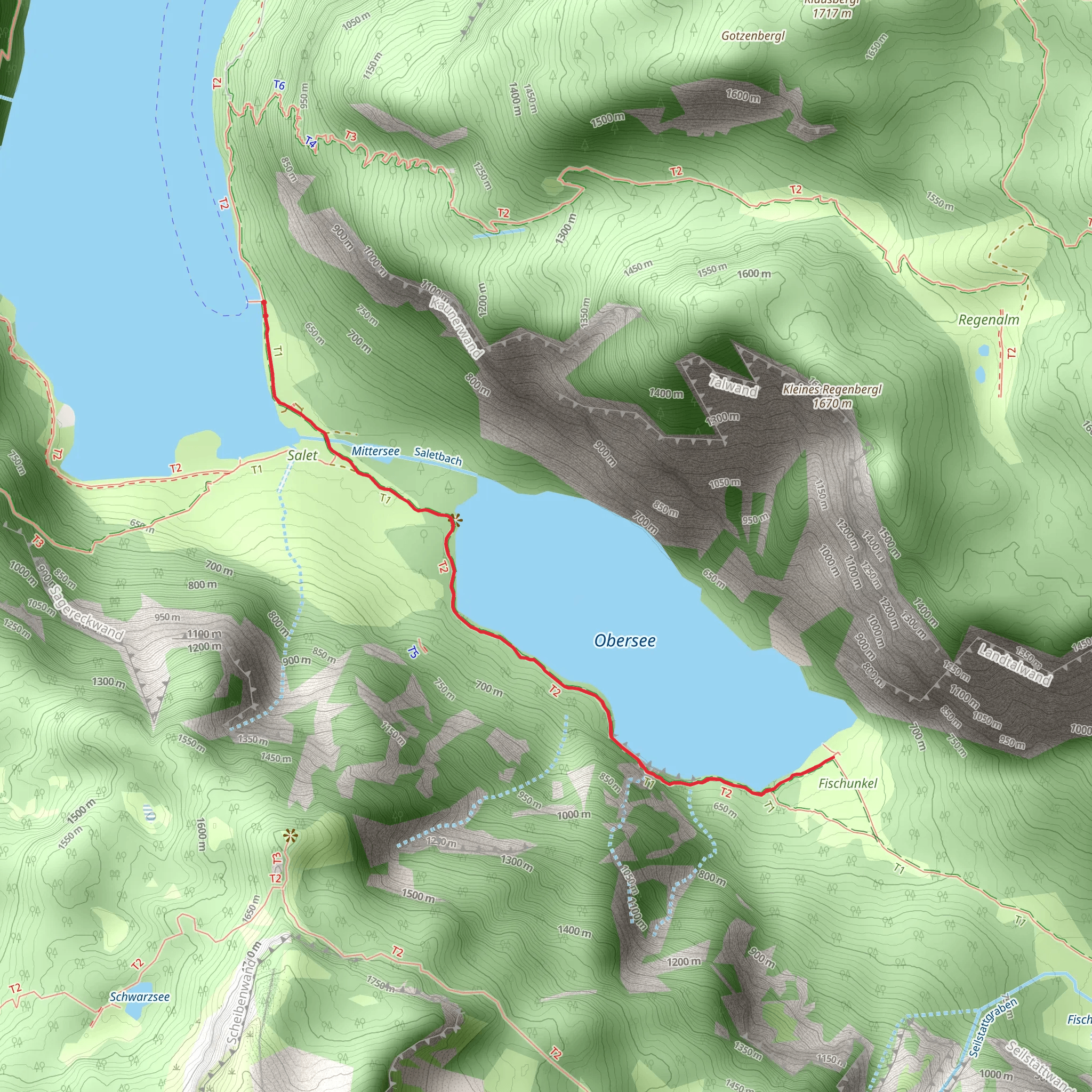 Fischunkelalm and Obersee Walk via Fischunkelalmweg mobile static map
