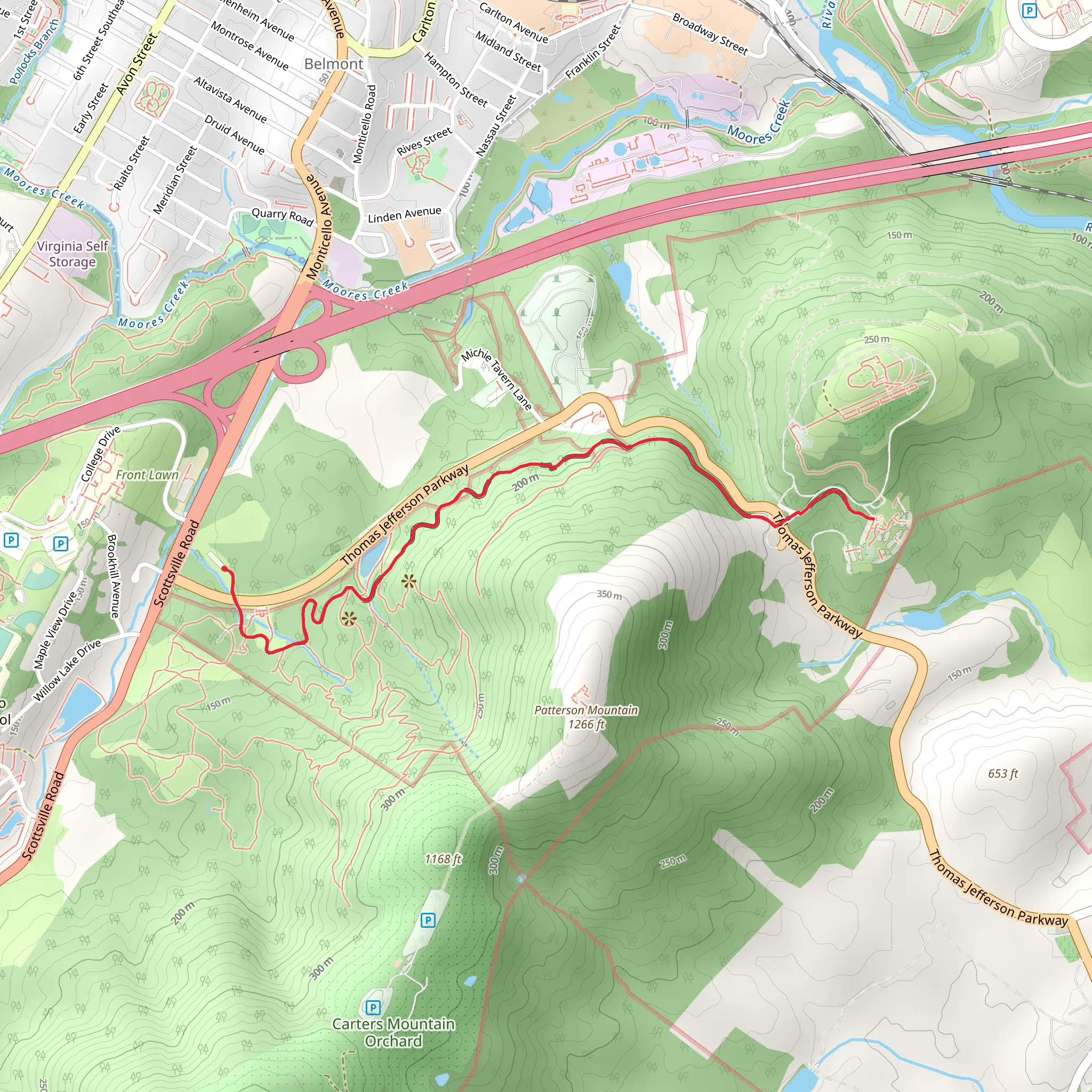 Saunders-Monticello Trail mobile static map