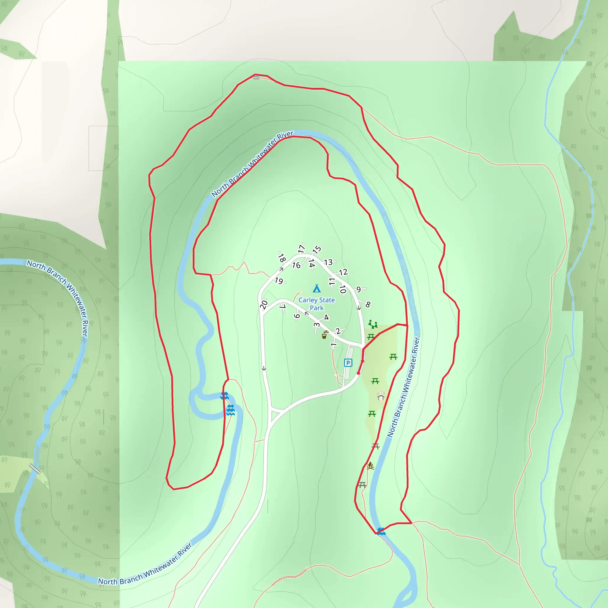 Caney State Park and North Branch Whitewater River Loop mobile static map