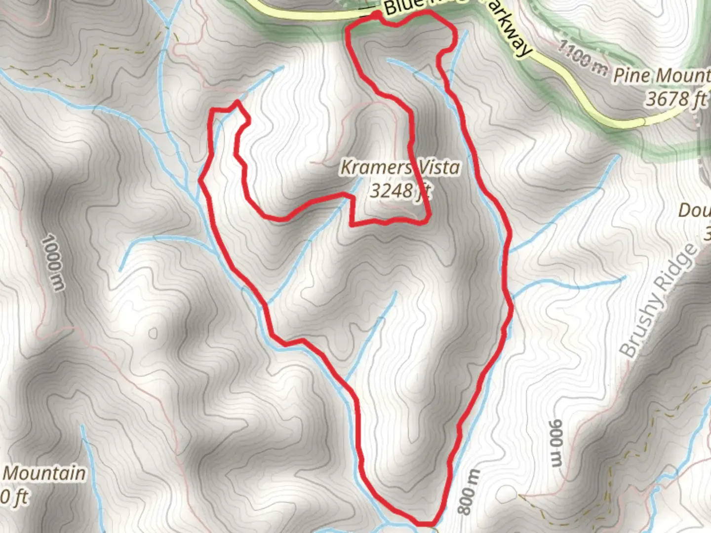 An image depicting the trail Bad Fork Trail and Wash Creek Road Loop and its surrounding area.
