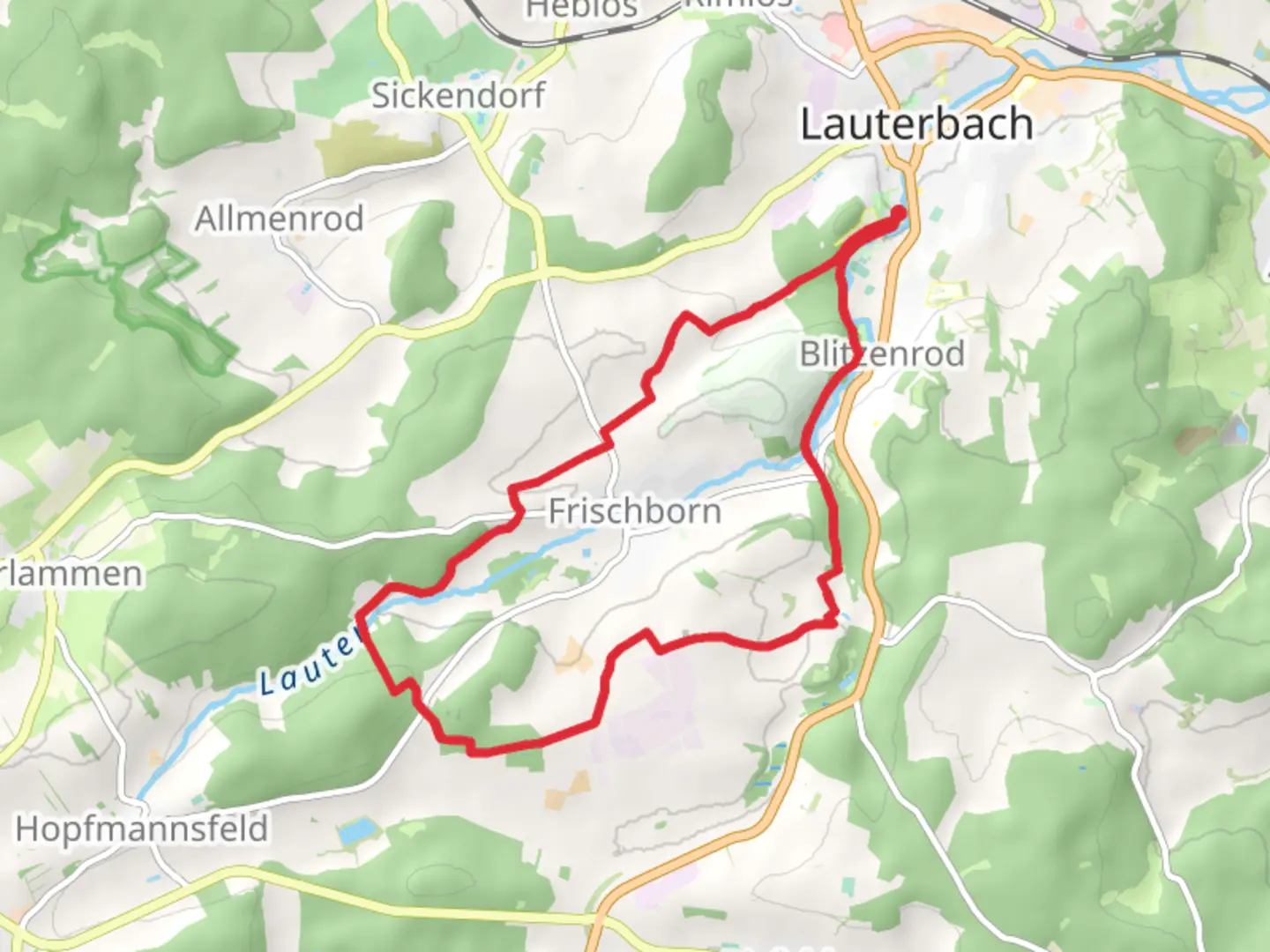 An image depicting the trail Frischborn Loop via Gartenanlage Stadtpark and its surrounding area.