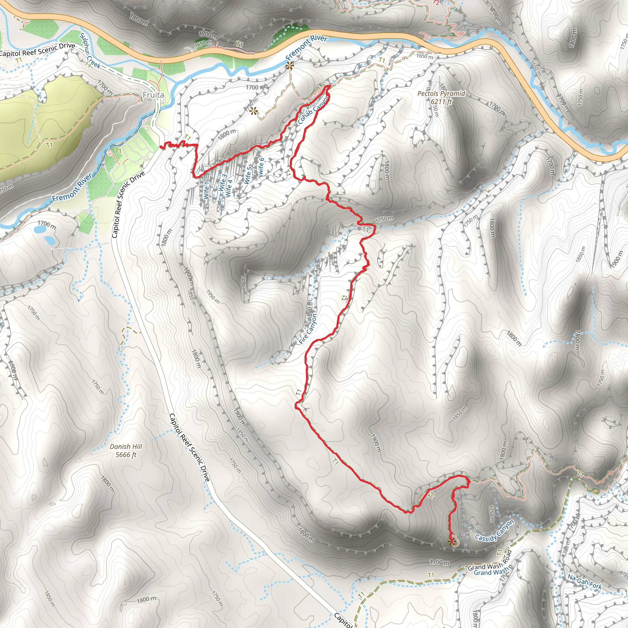 Cassidy Arch via Cohab Canyon Trail mobile static map