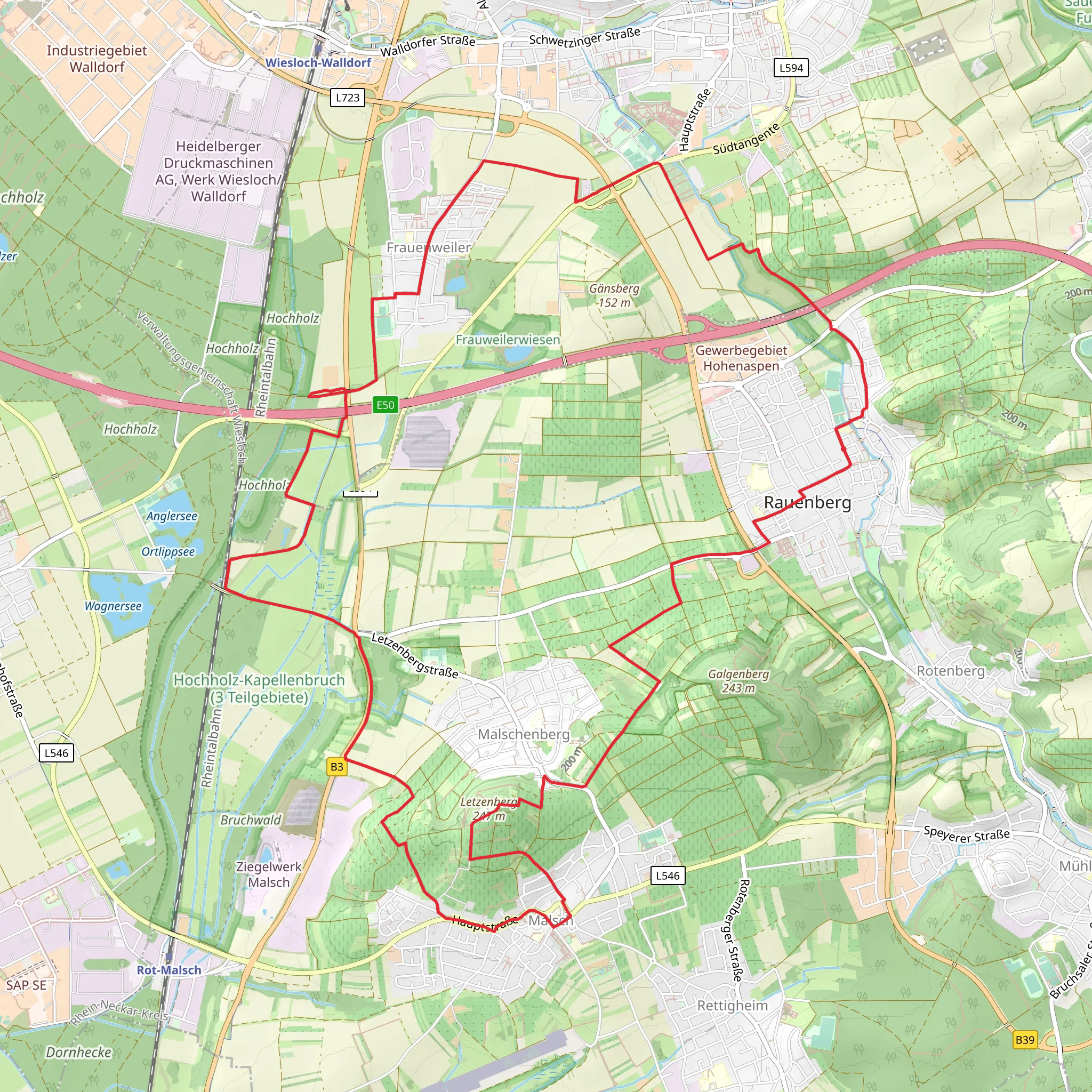 Rauenberg and Malschenberg Loop mobile static map