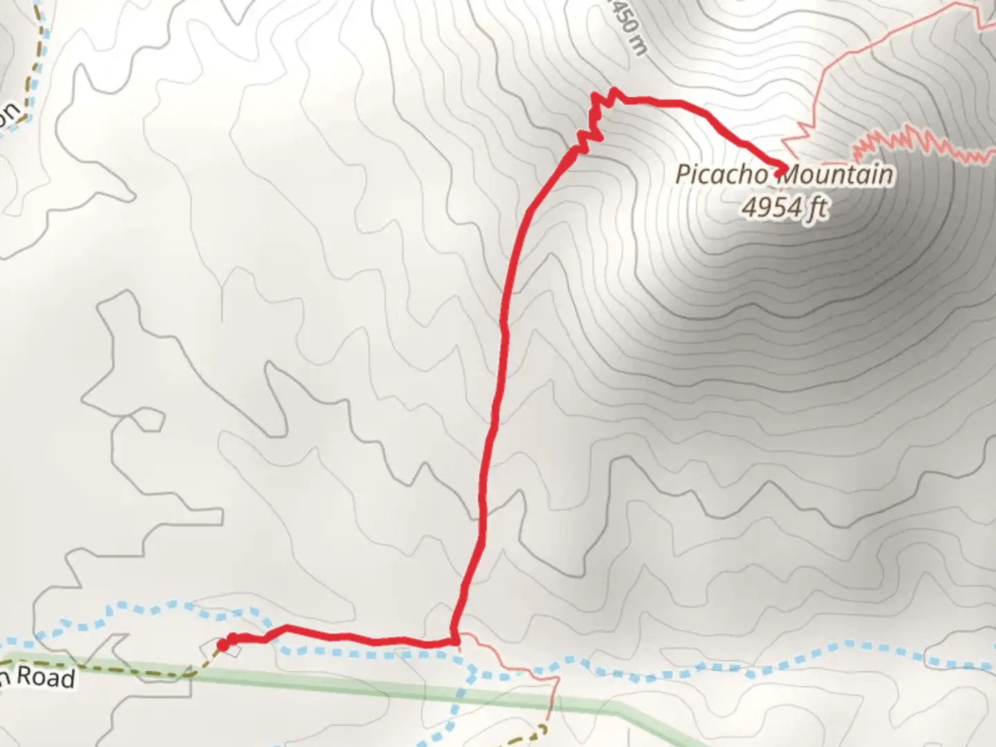 An image depicting the trail Picacho Mountain from Burke Ranch Road and its surrounding area.