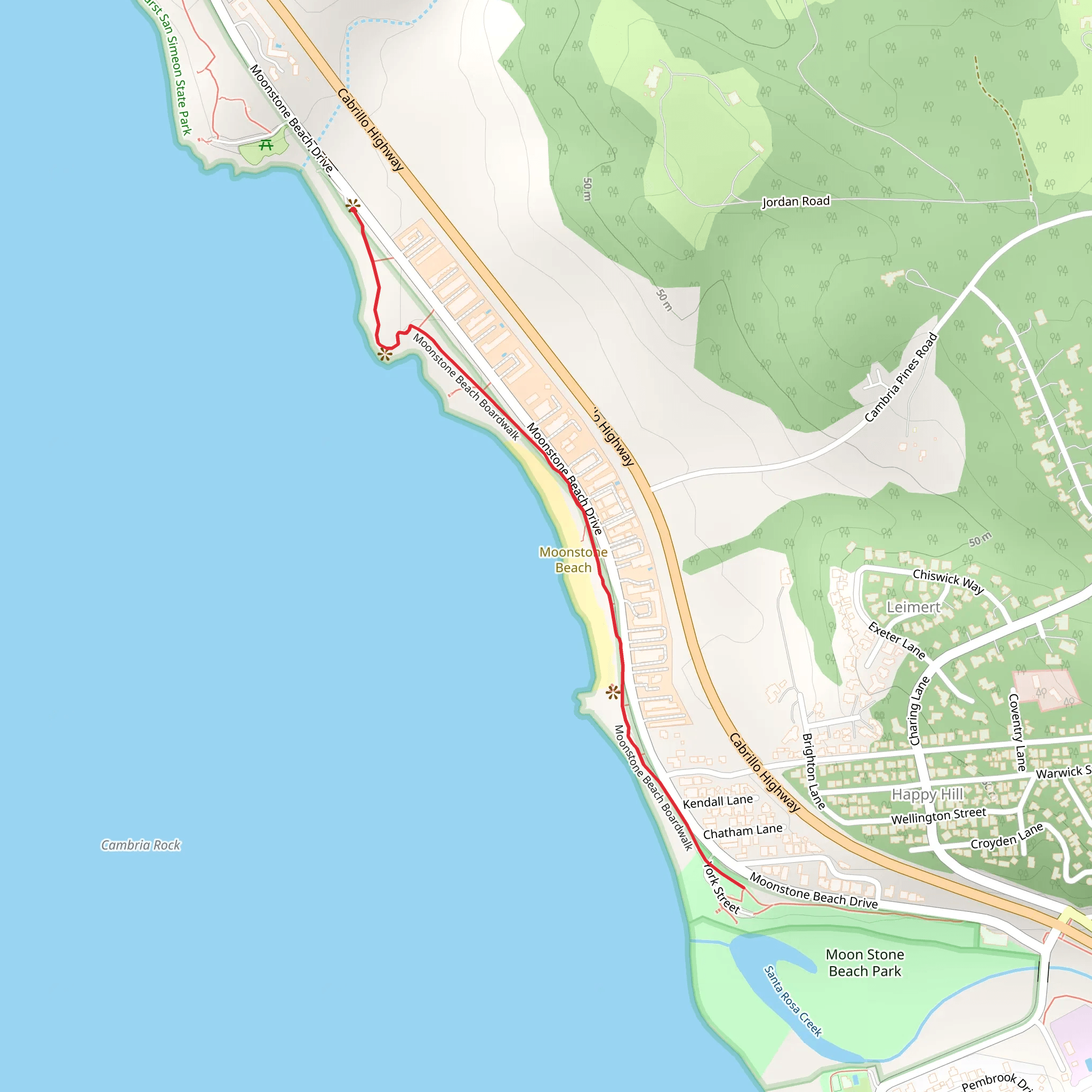 Moonstone Beach mobile static map
